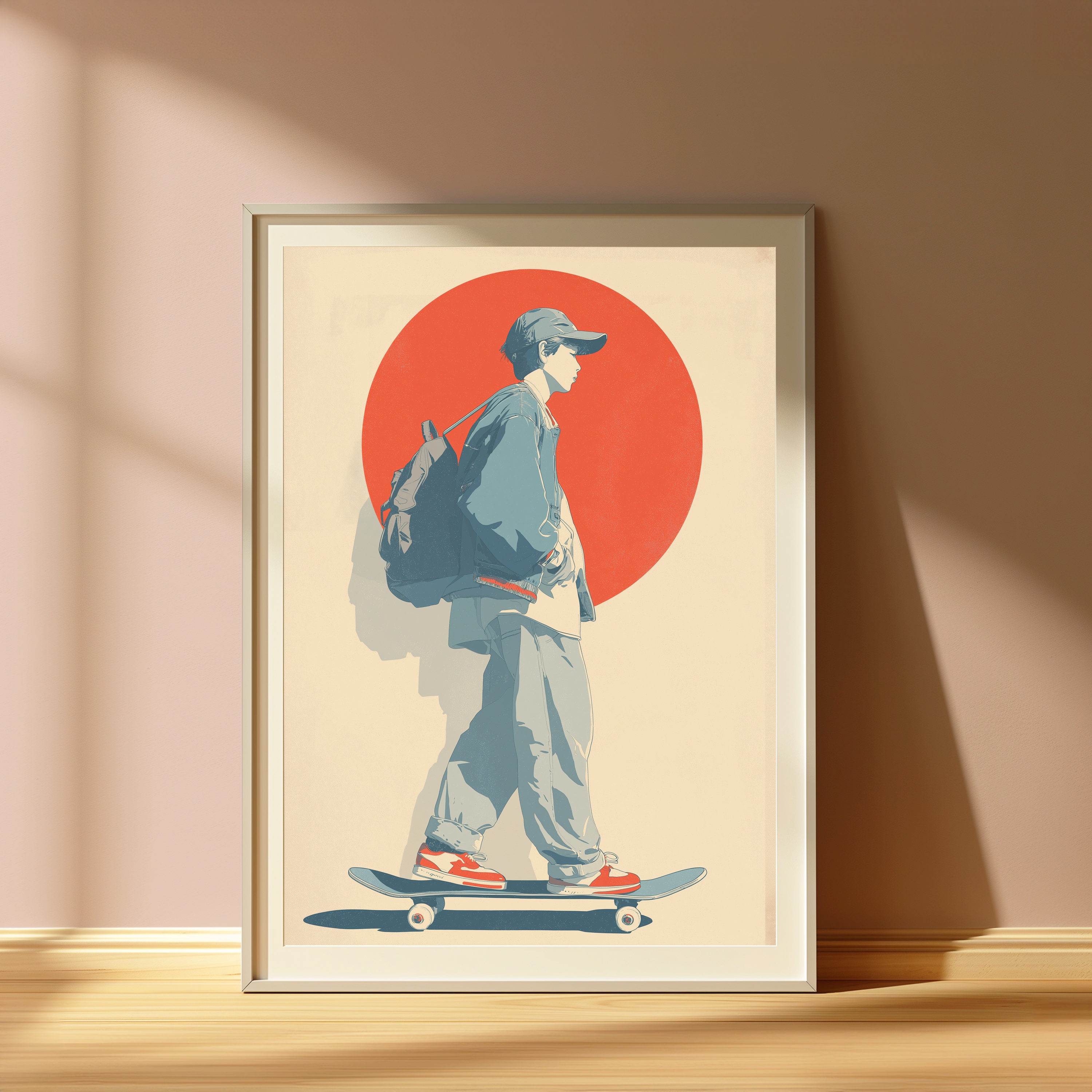 Skateboarder with Red Sun Print view 4