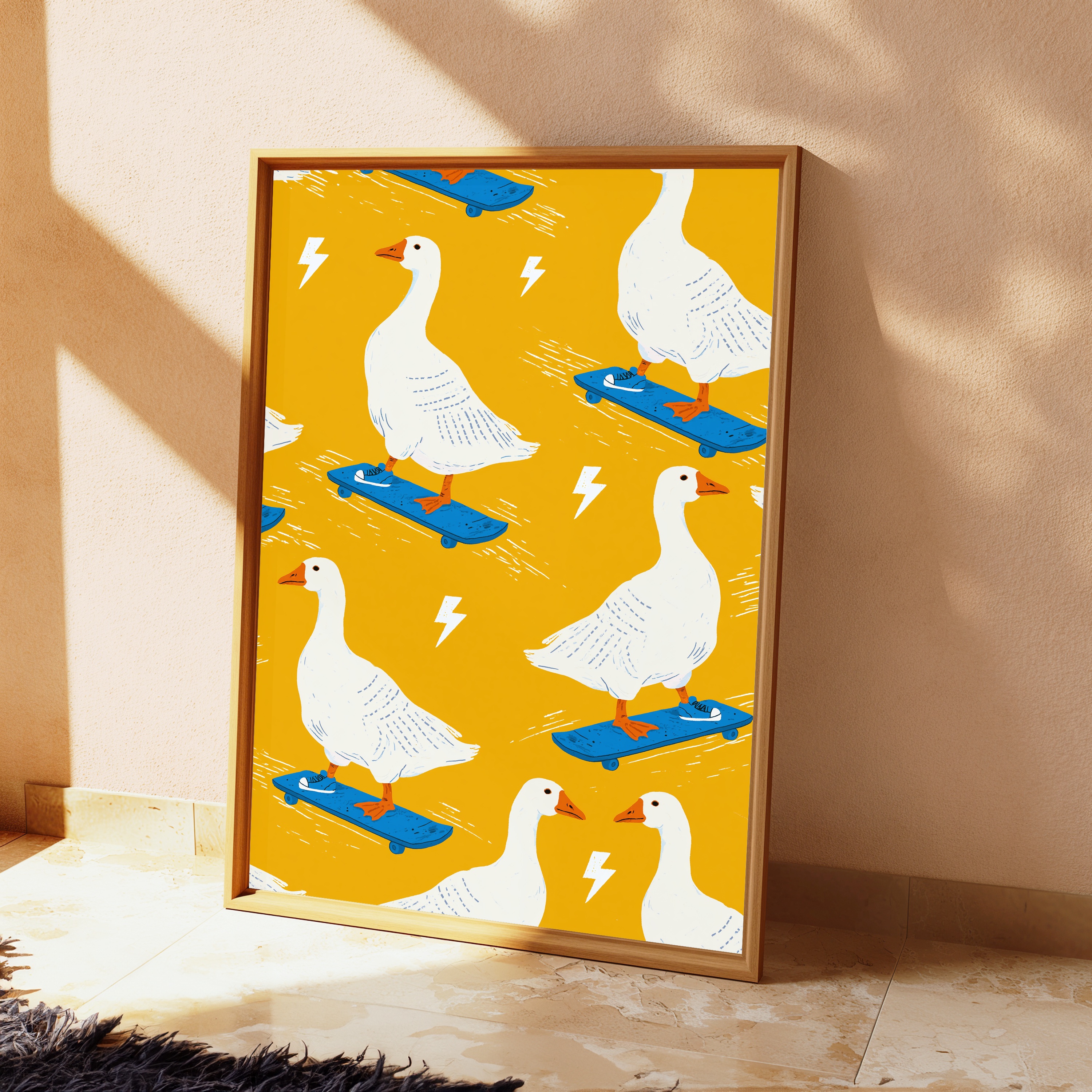 Skateboarding Geese Pop Art Print view 2