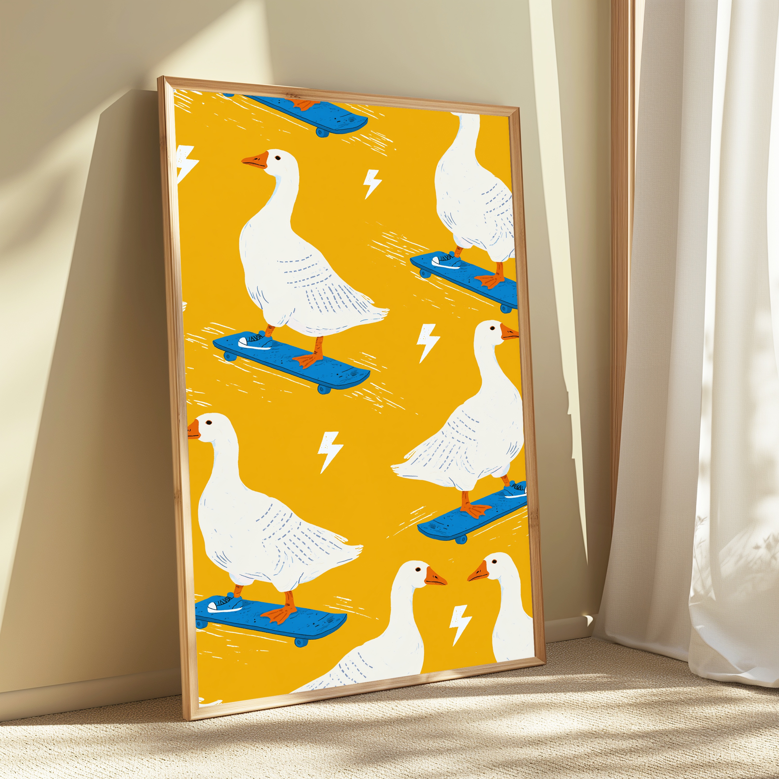 Skateboarding Geese Pop Art Print view 3