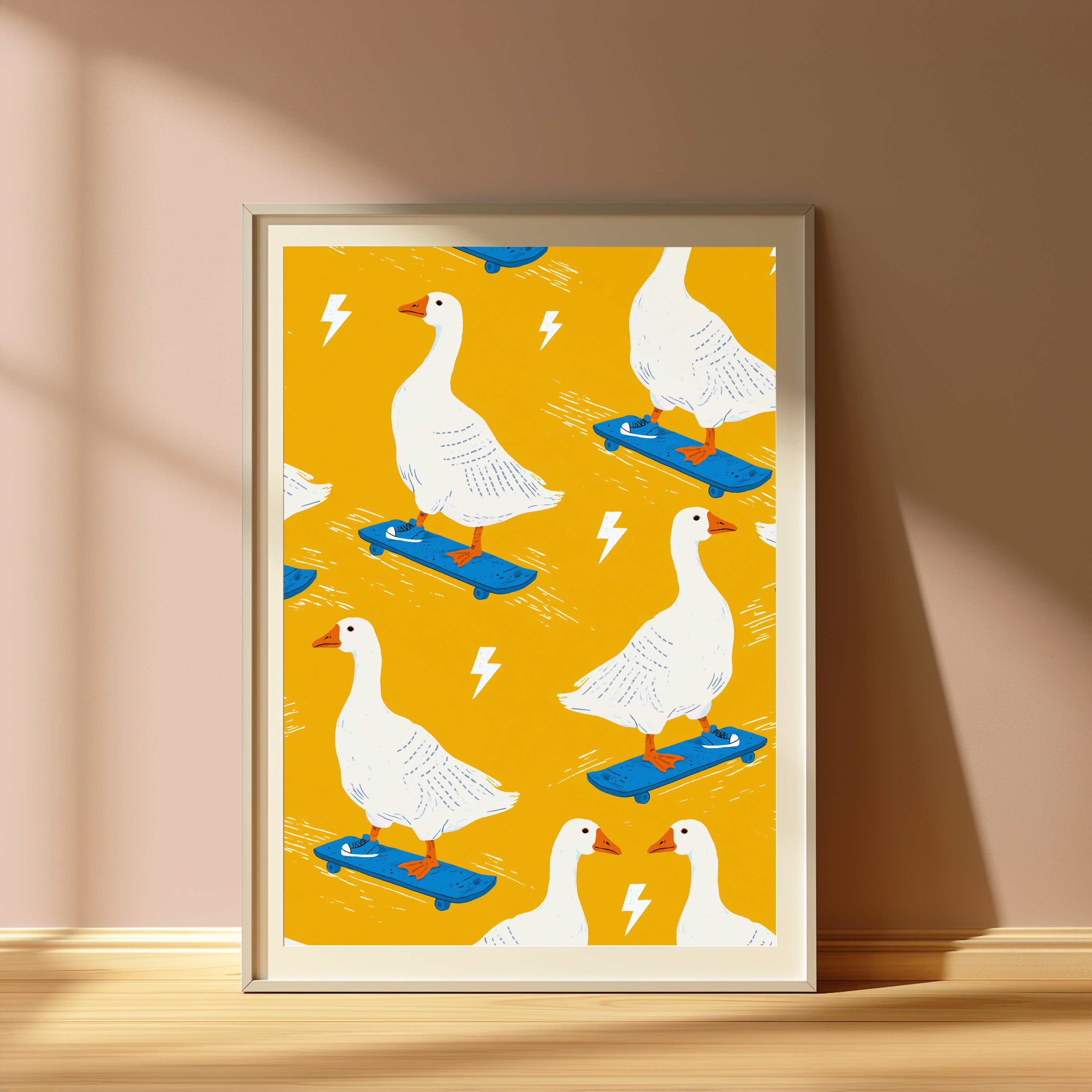 Skateboarding Geese Pop Art Print view 4