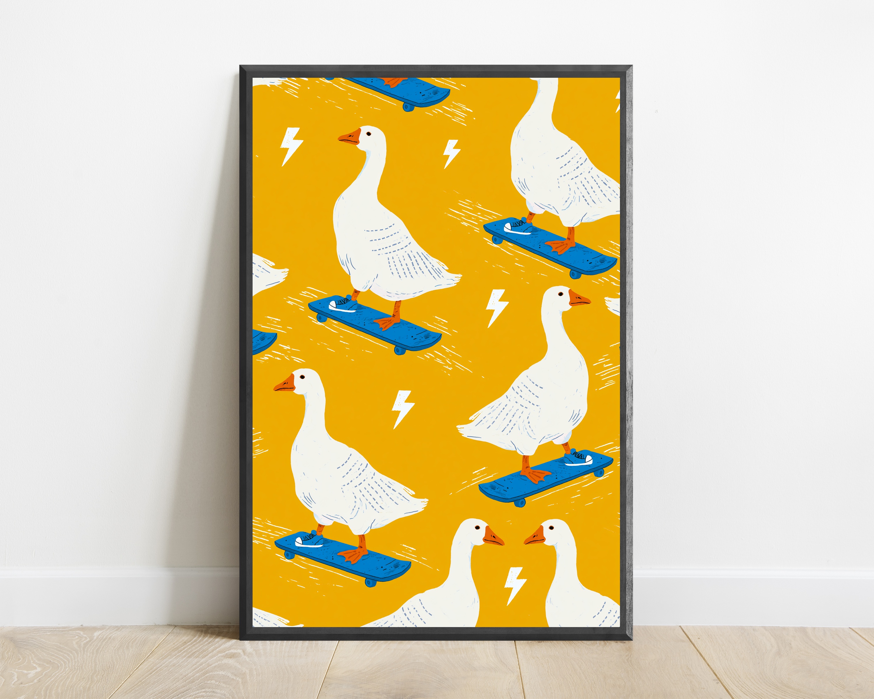 Skateboarding Geese Pop Art Print