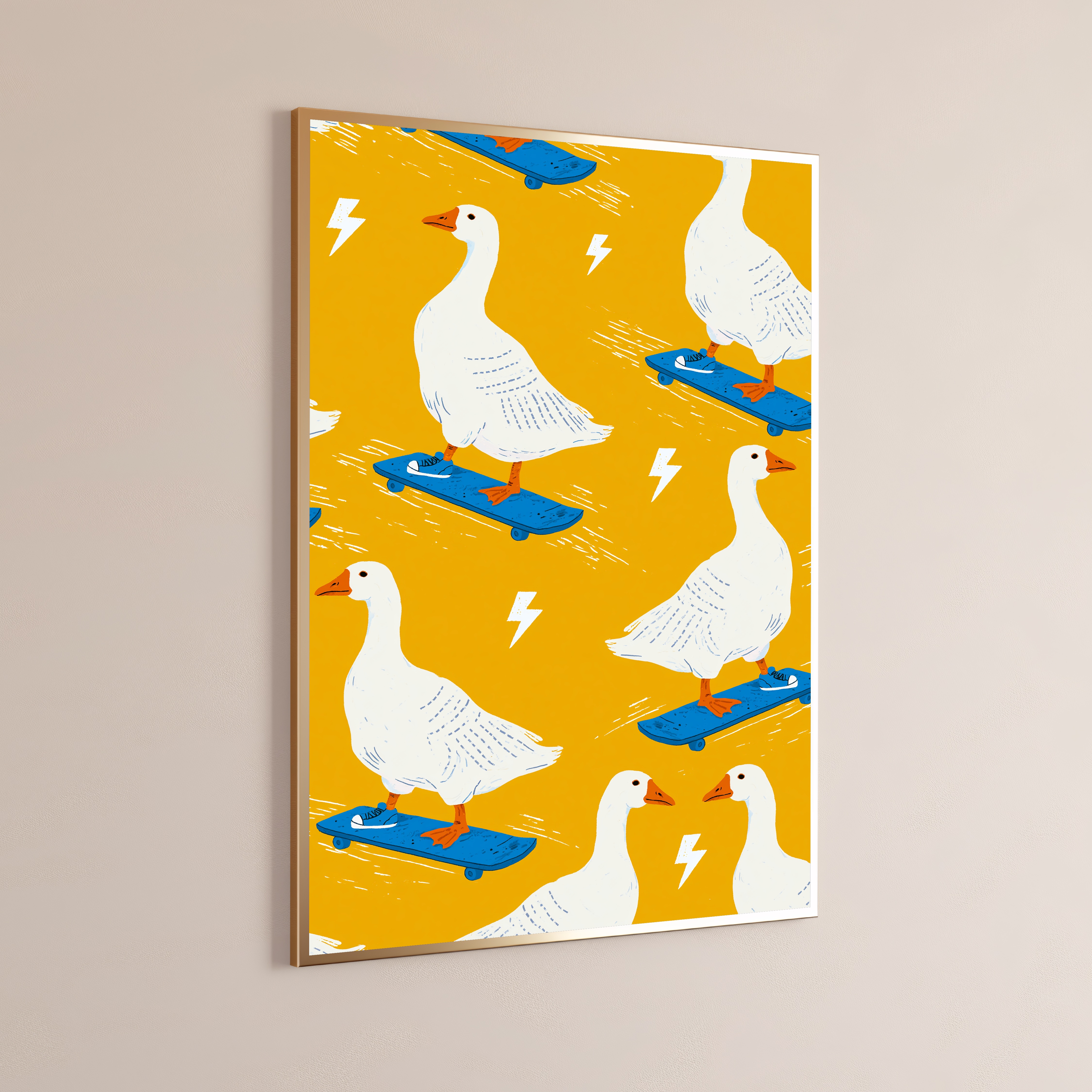 Skateboarding Geese Pop Art Print