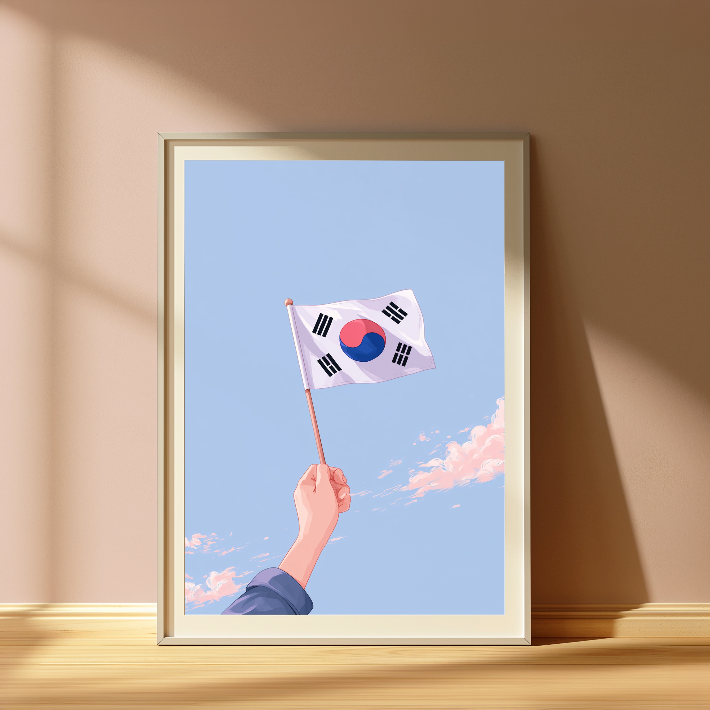 South Korea Flag Hand Raised Minimalist Art Print view 4