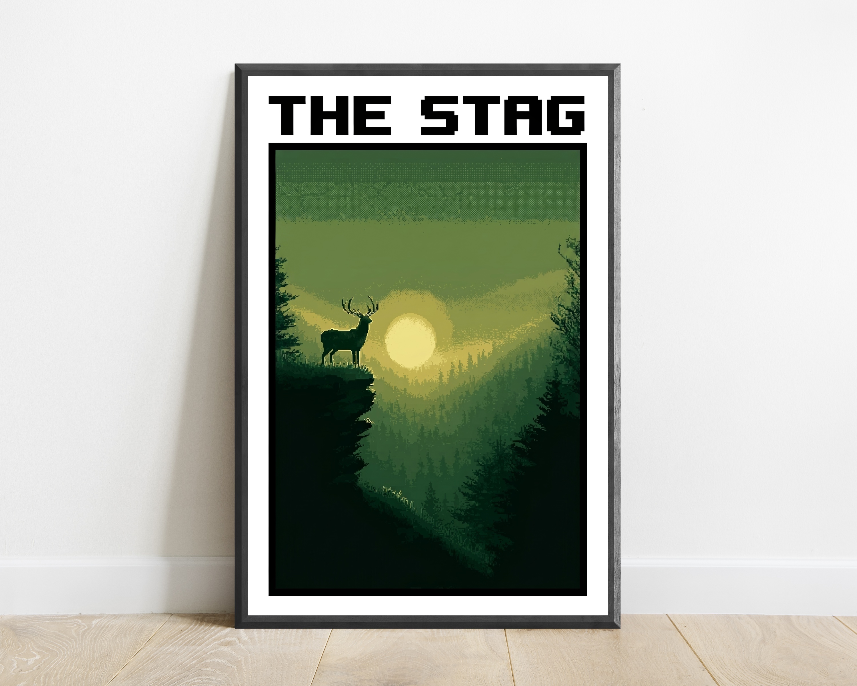 Stag on Cliff Sunset Forest Print