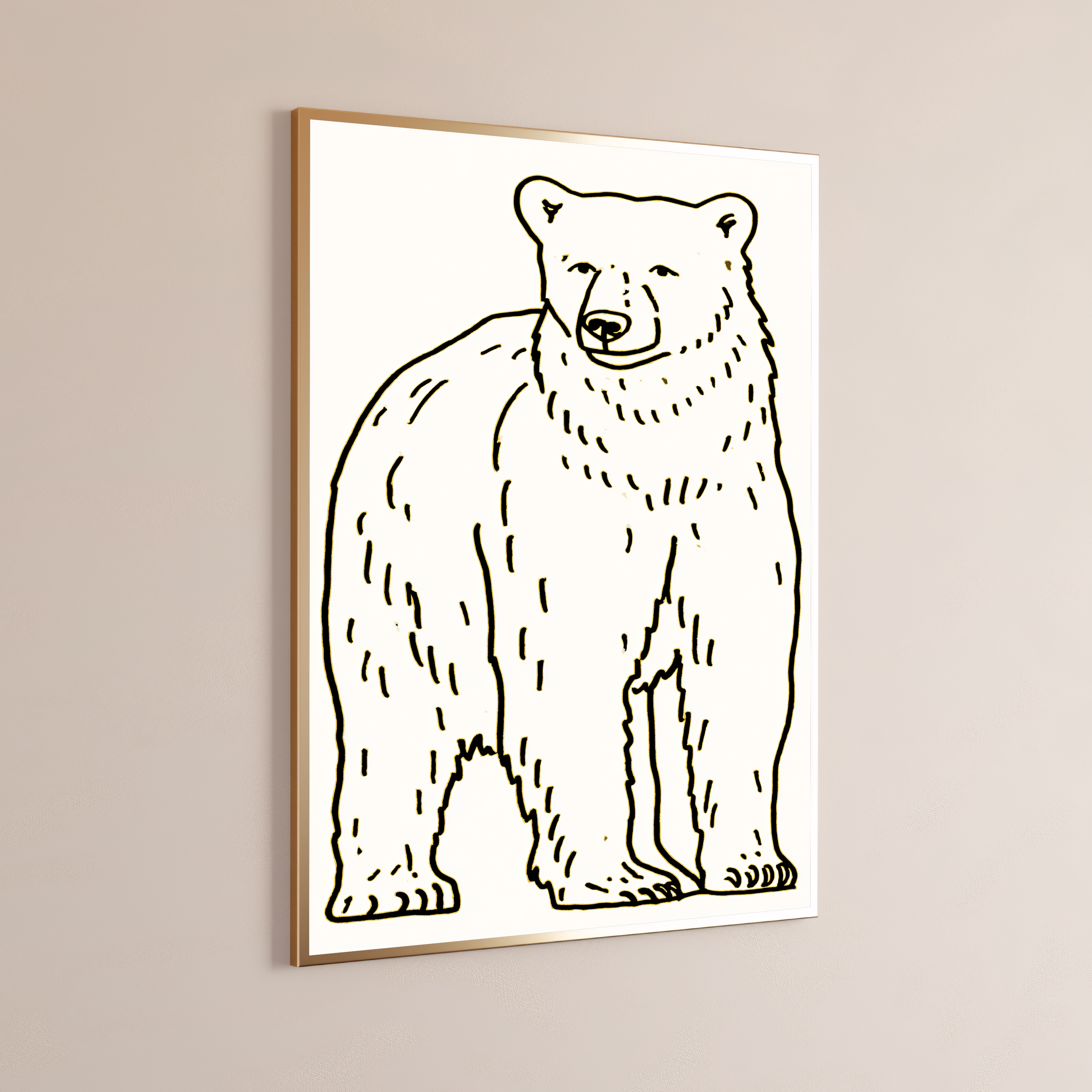 Standing Bear Minimalist Line Art Print