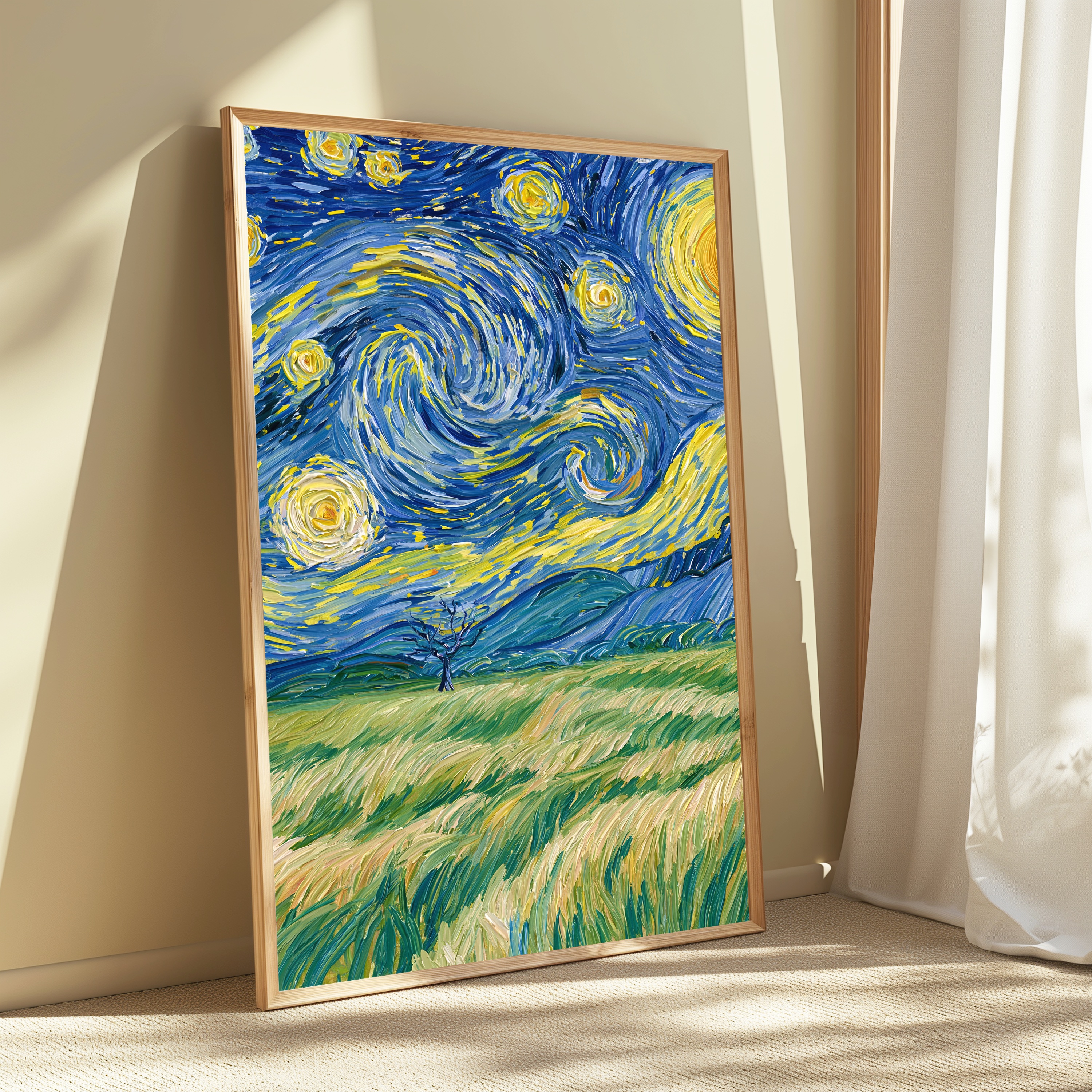 Starry Night Field Landscape Print view 3