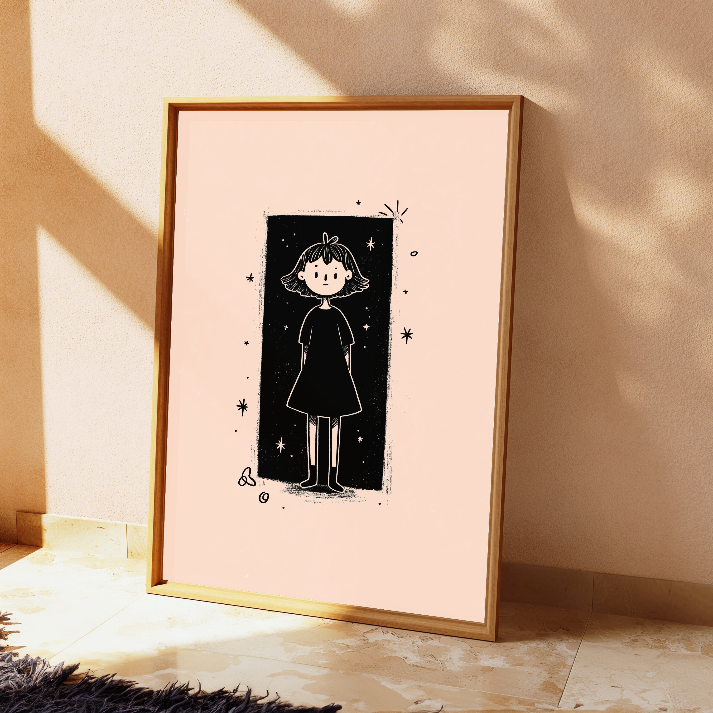 Starry Night Girl Minimalist Portrait view 2