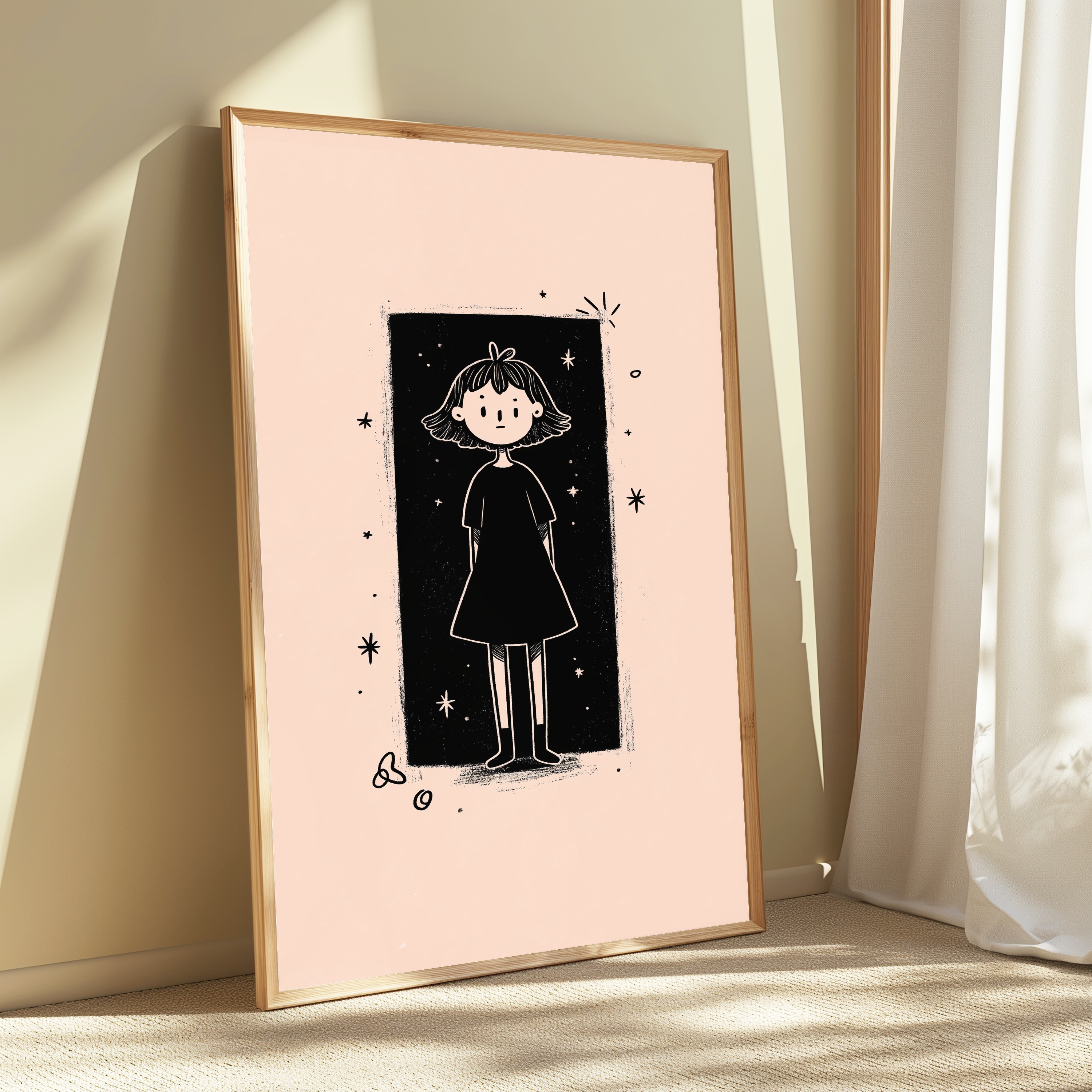 Starry Night Girl Minimalist Portrait view 3