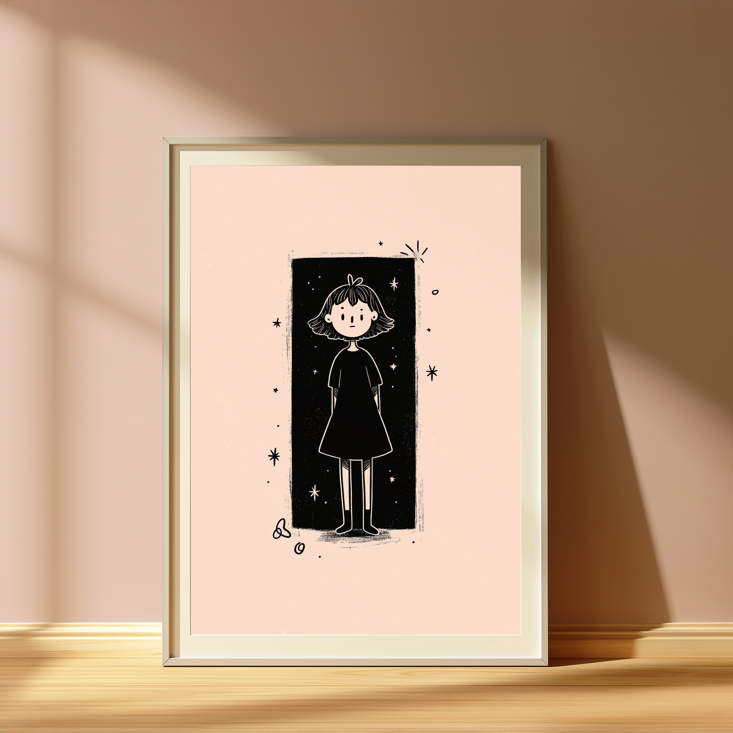 Starry Night Girl Minimalist Portrait view 4