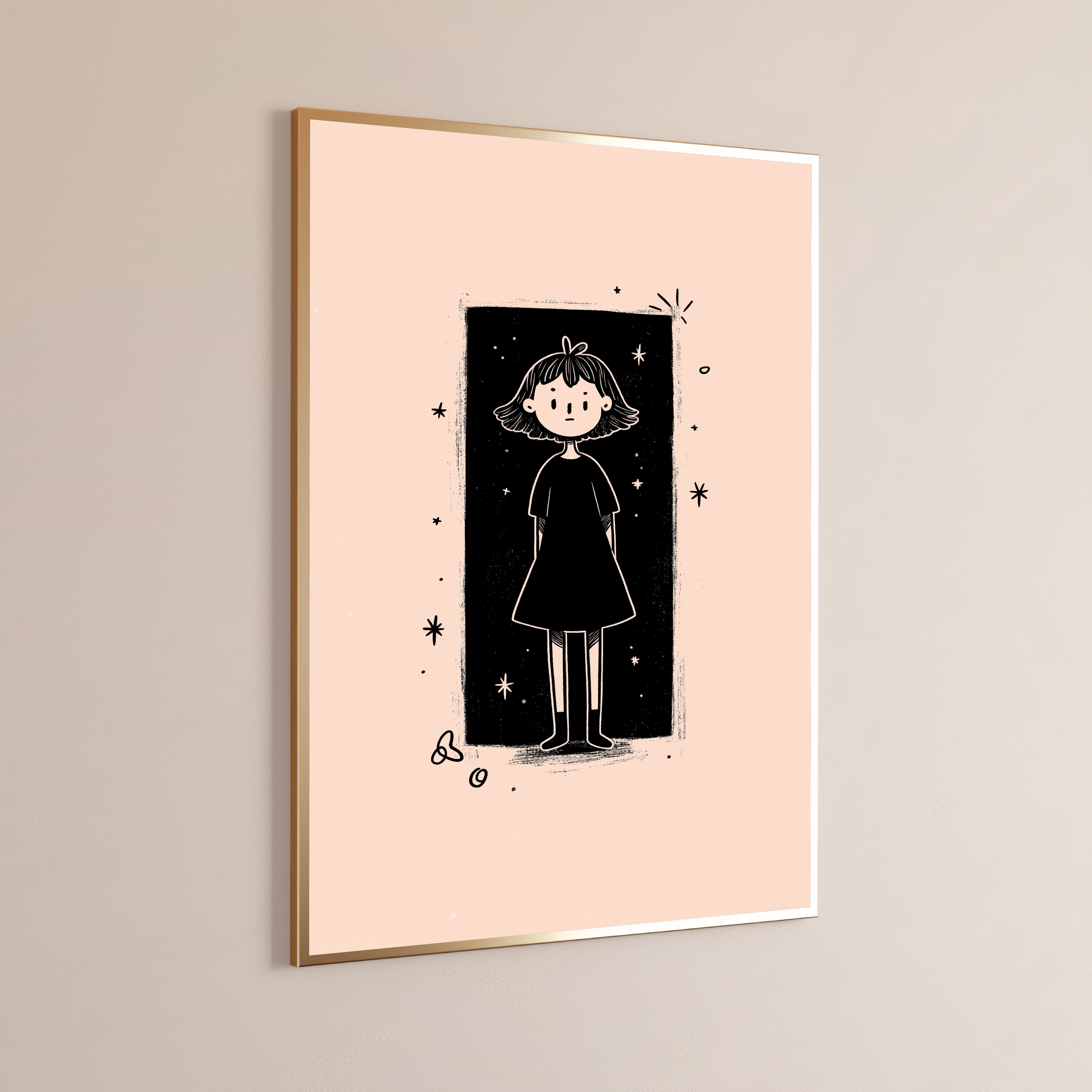 Starry Night Girl Minimalist Portrait
