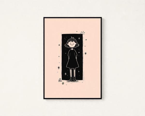 Minimalist Girl Portrait Print