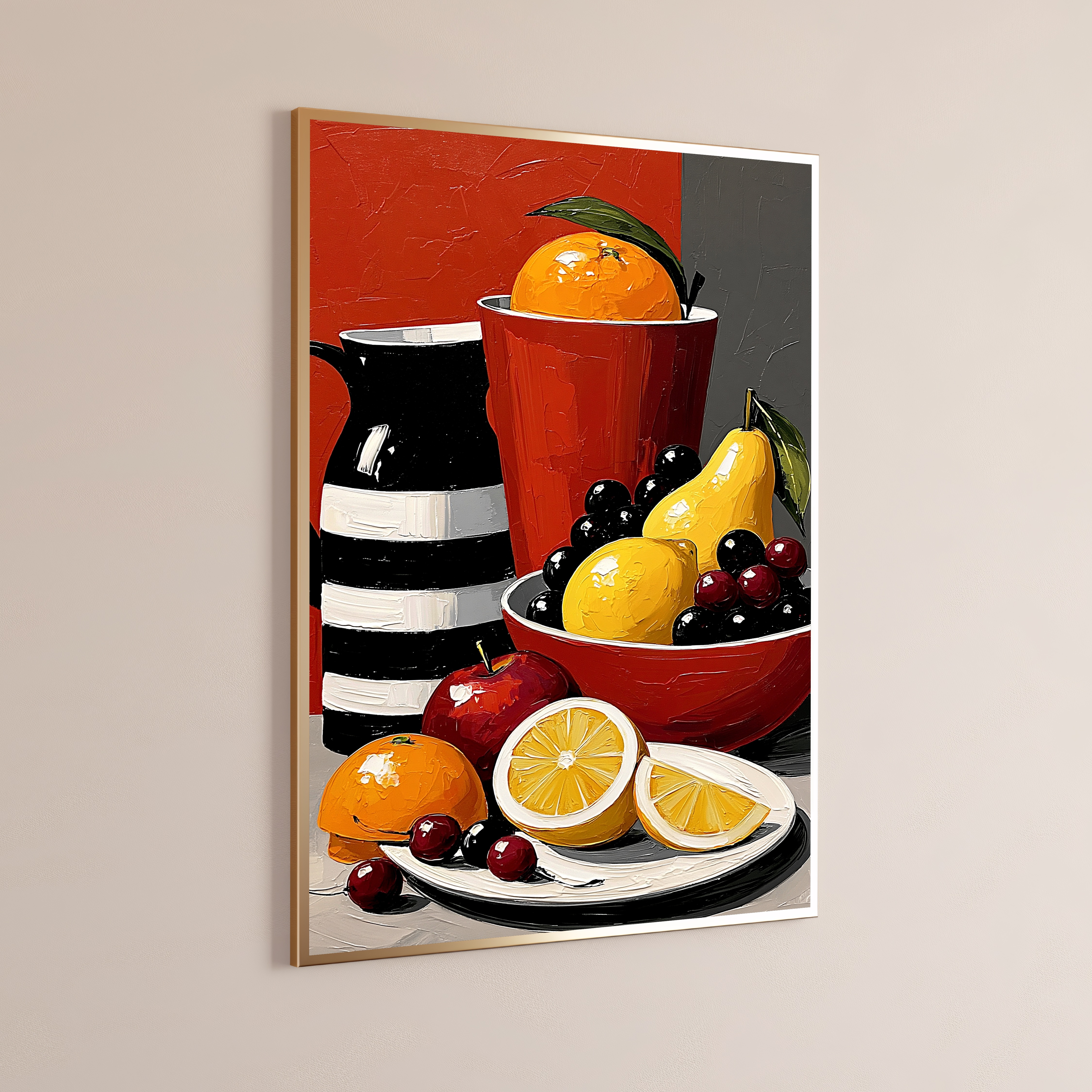 Still Life with Wine Bottle Citrus Pop Art Print