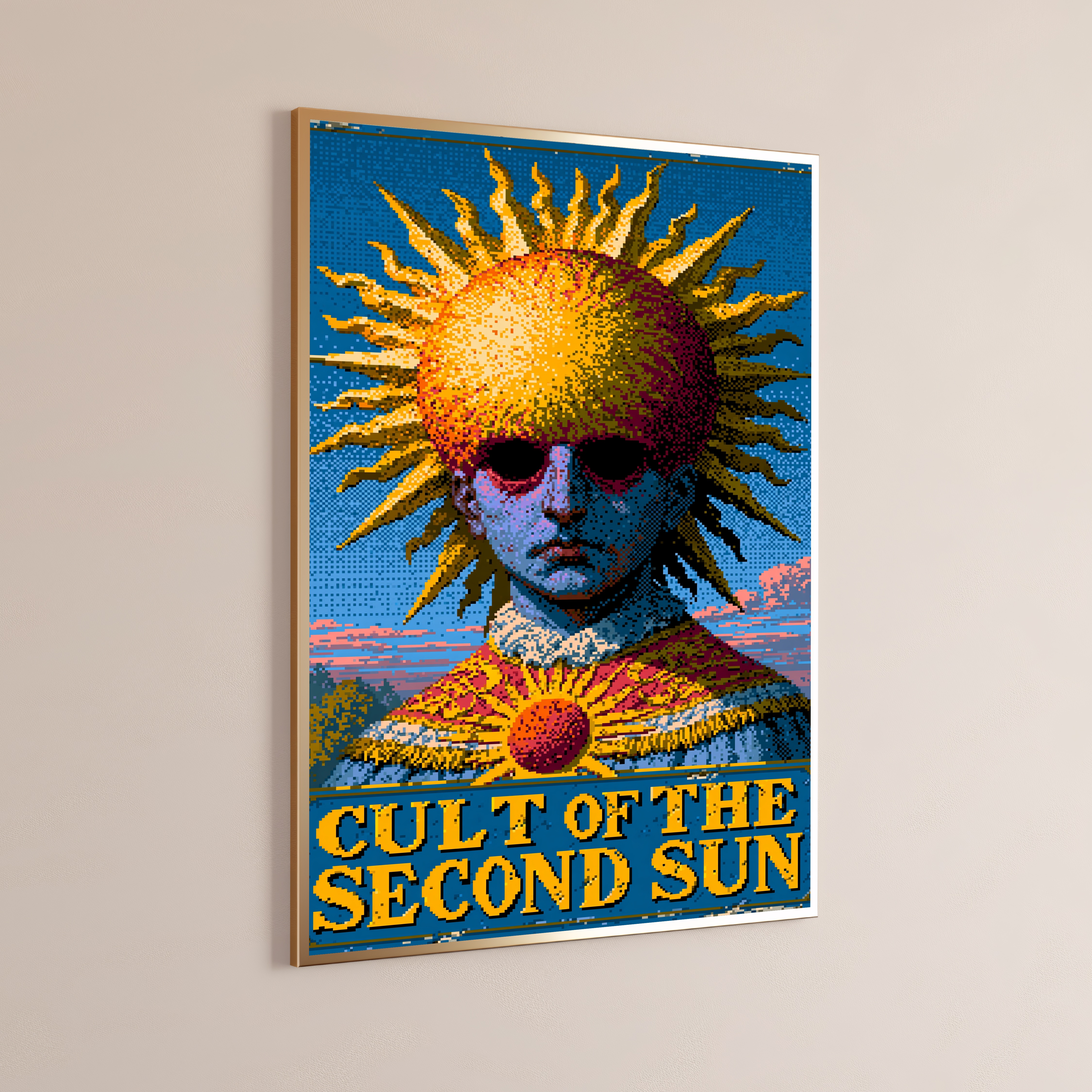 Sunburst Head Pixel Art Print