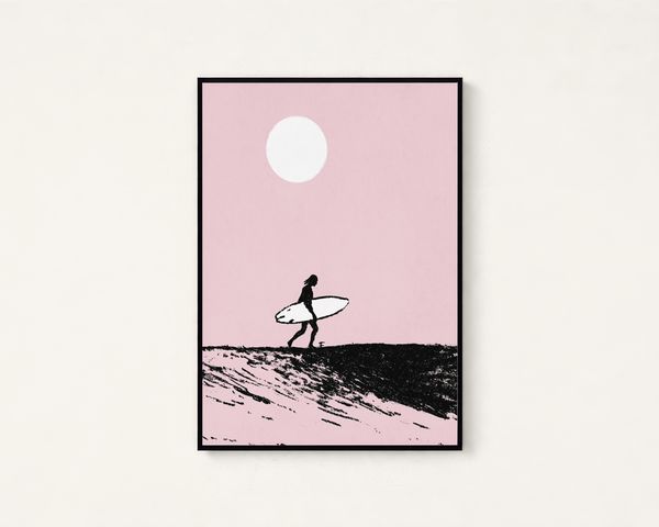 Minimalist Surfer Silhouette Print