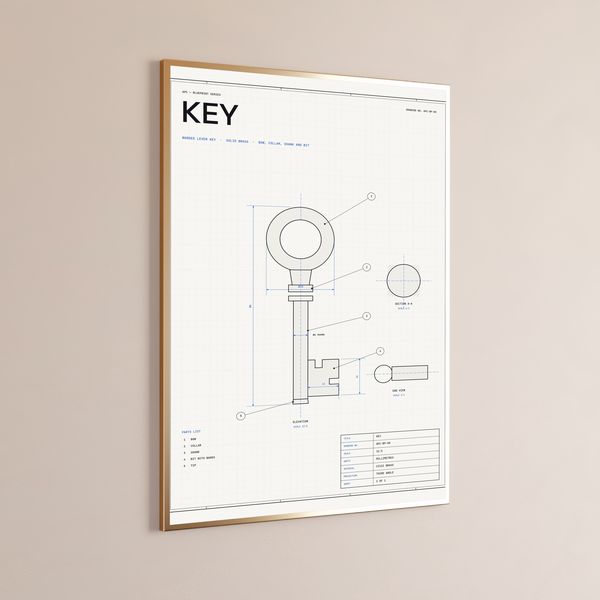 Technical Key Blueprint Print
