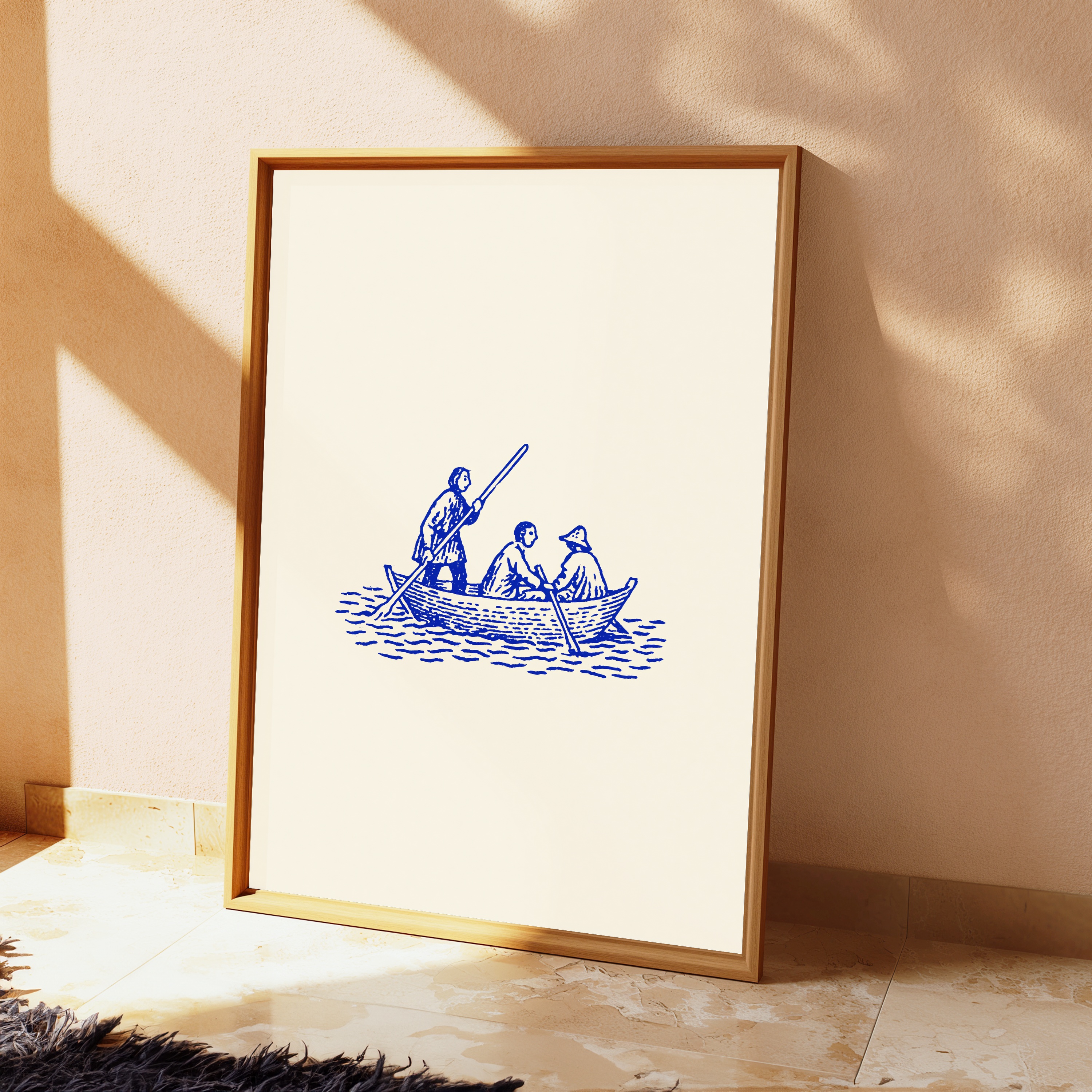 Three Boatmen Rowing Line Art Print view 2