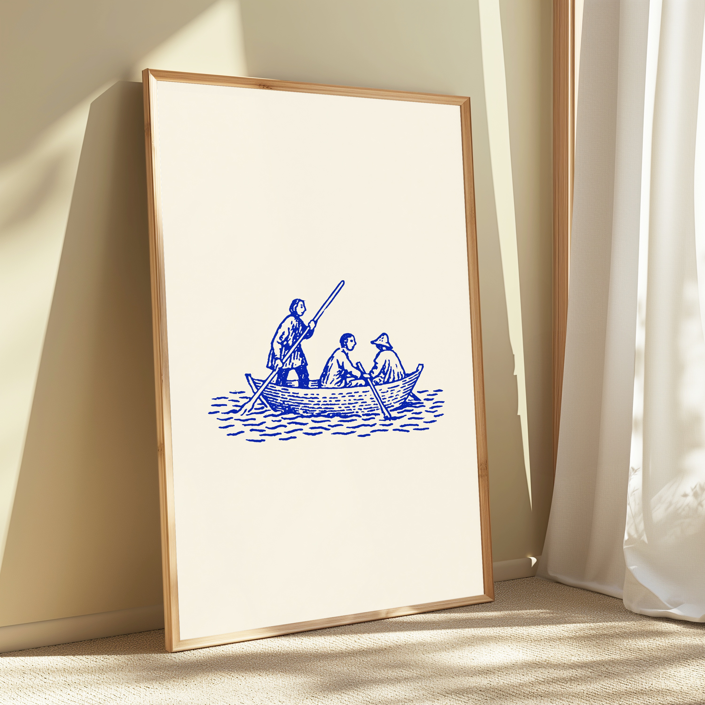 Three Boatmen Rowing Line Art Print view 3