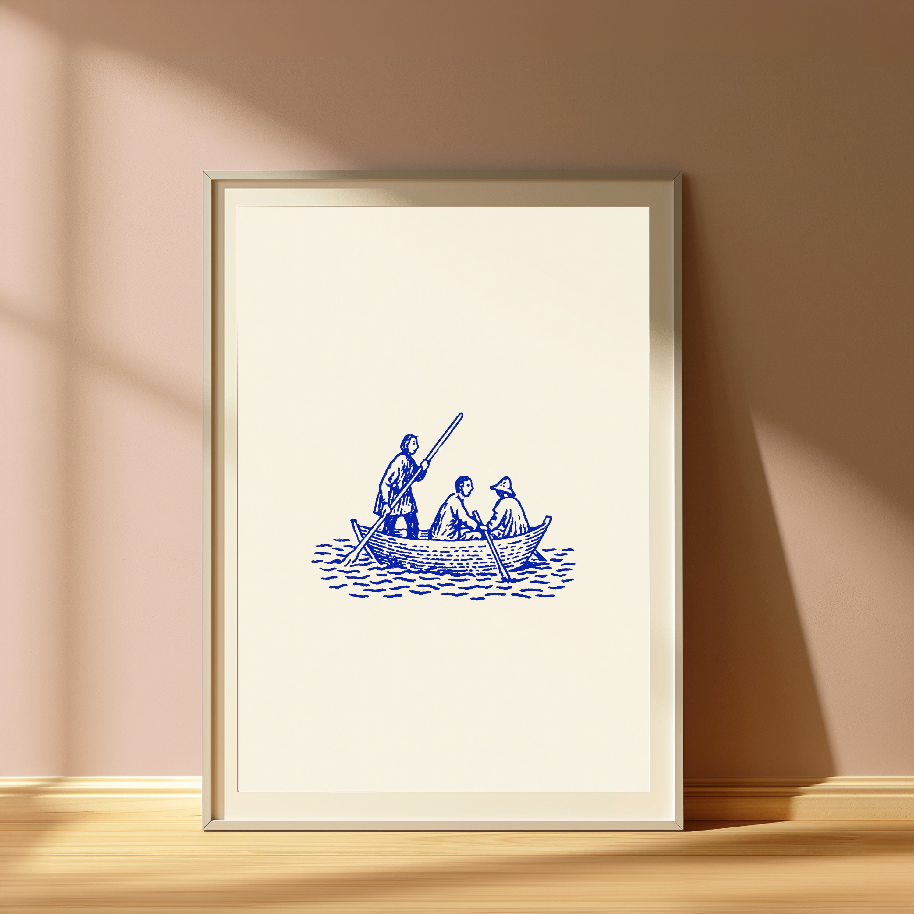 Three Boatmen Rowing Line Art Print view 4
