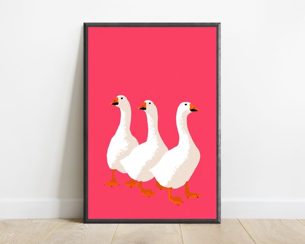 Three White Geese Pop Art Print