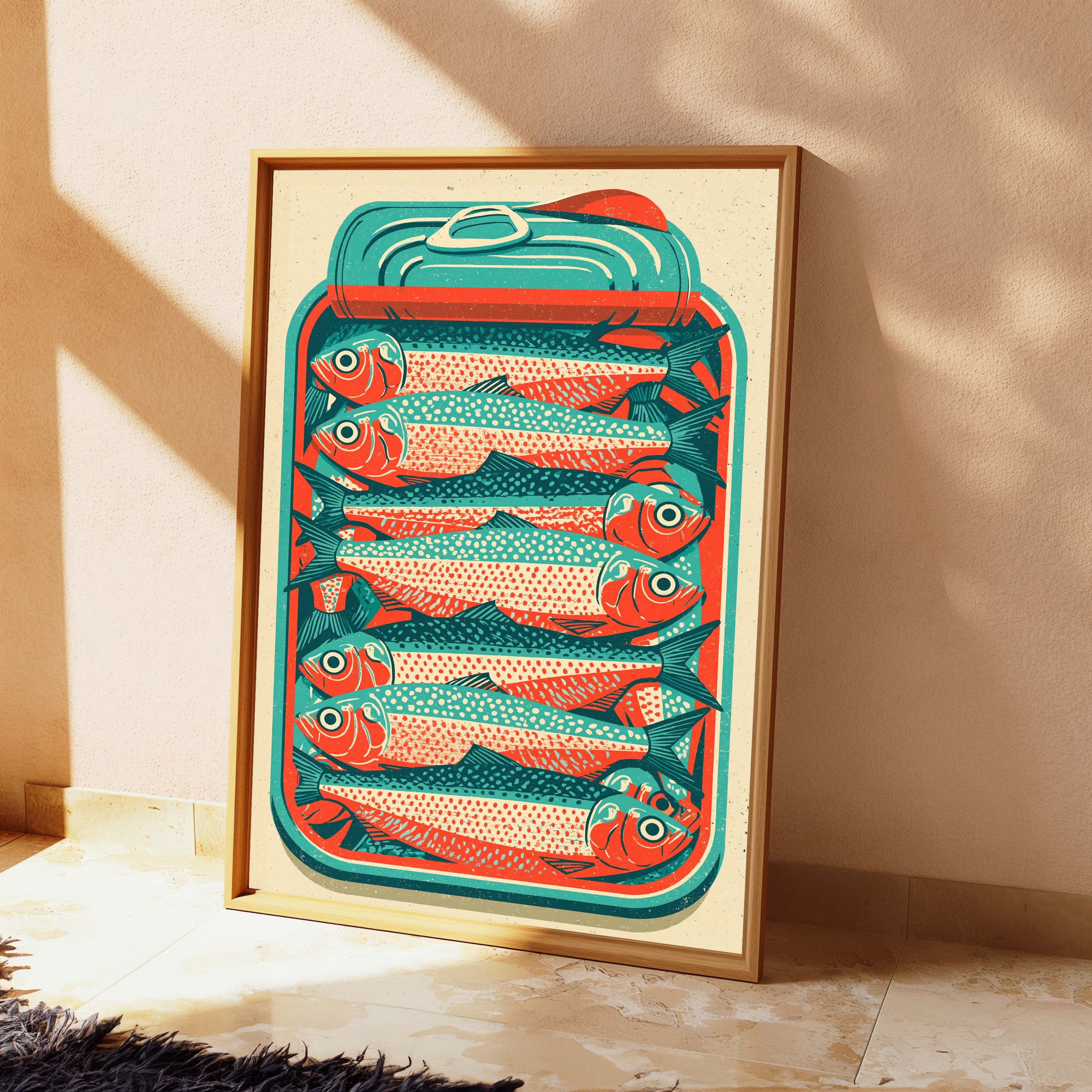 Tin of Fish Retro Art Print view 2