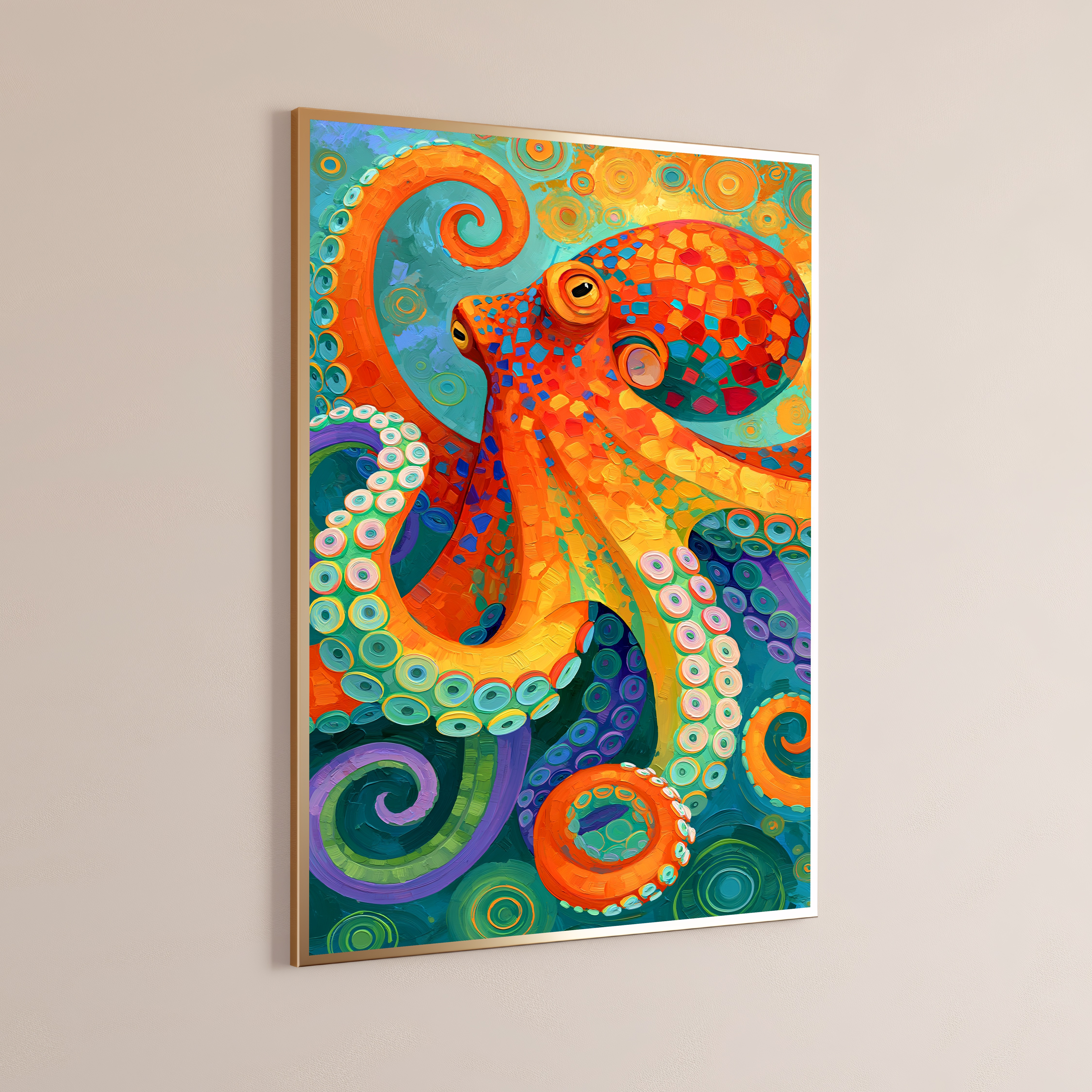 Vibrant Orange Octopus Pop Art Print