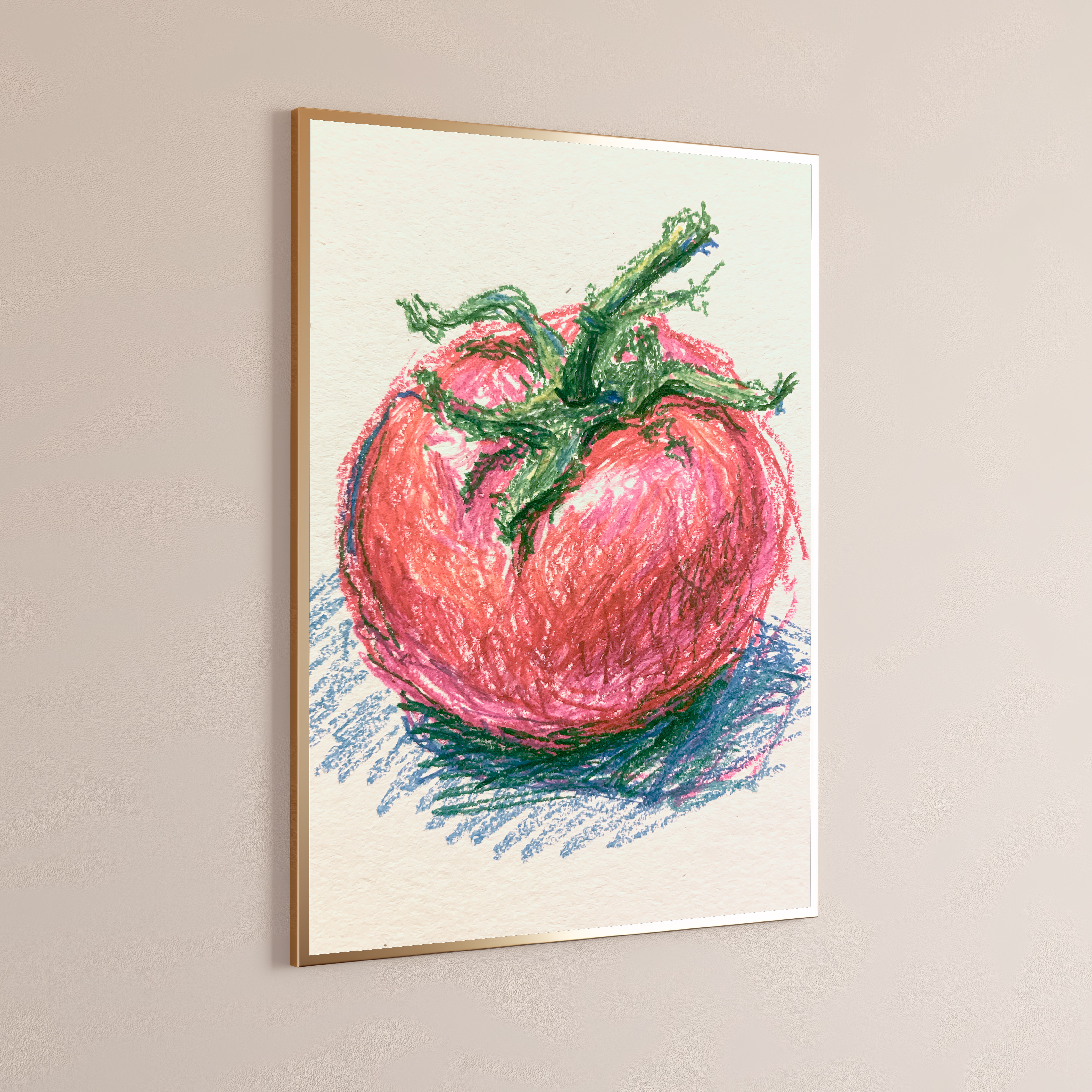 Vibrant Tomato with Green Leaves Food Art Print