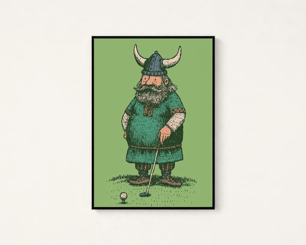Funny Viking Golfer Art Print