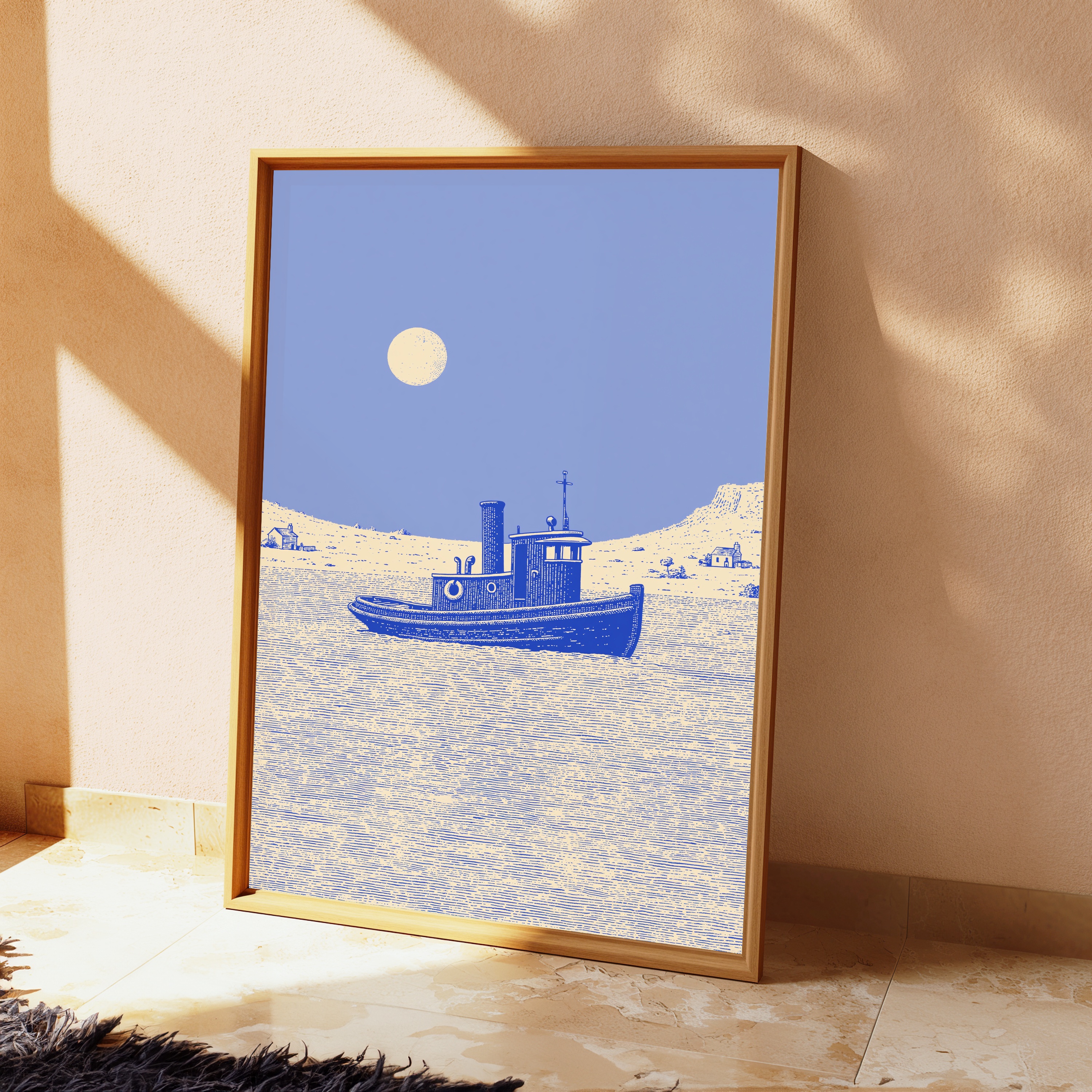 Vintage Fishing Boat Coastal Line Art view 2