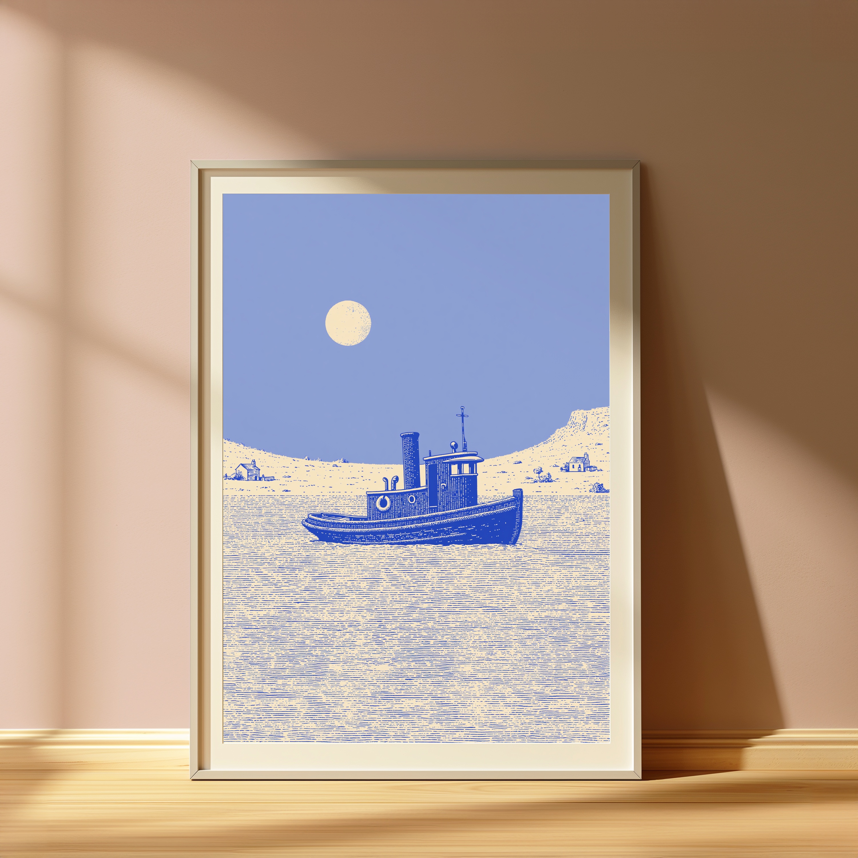 Vintage Fishing Boat Coastal Line Art view 4