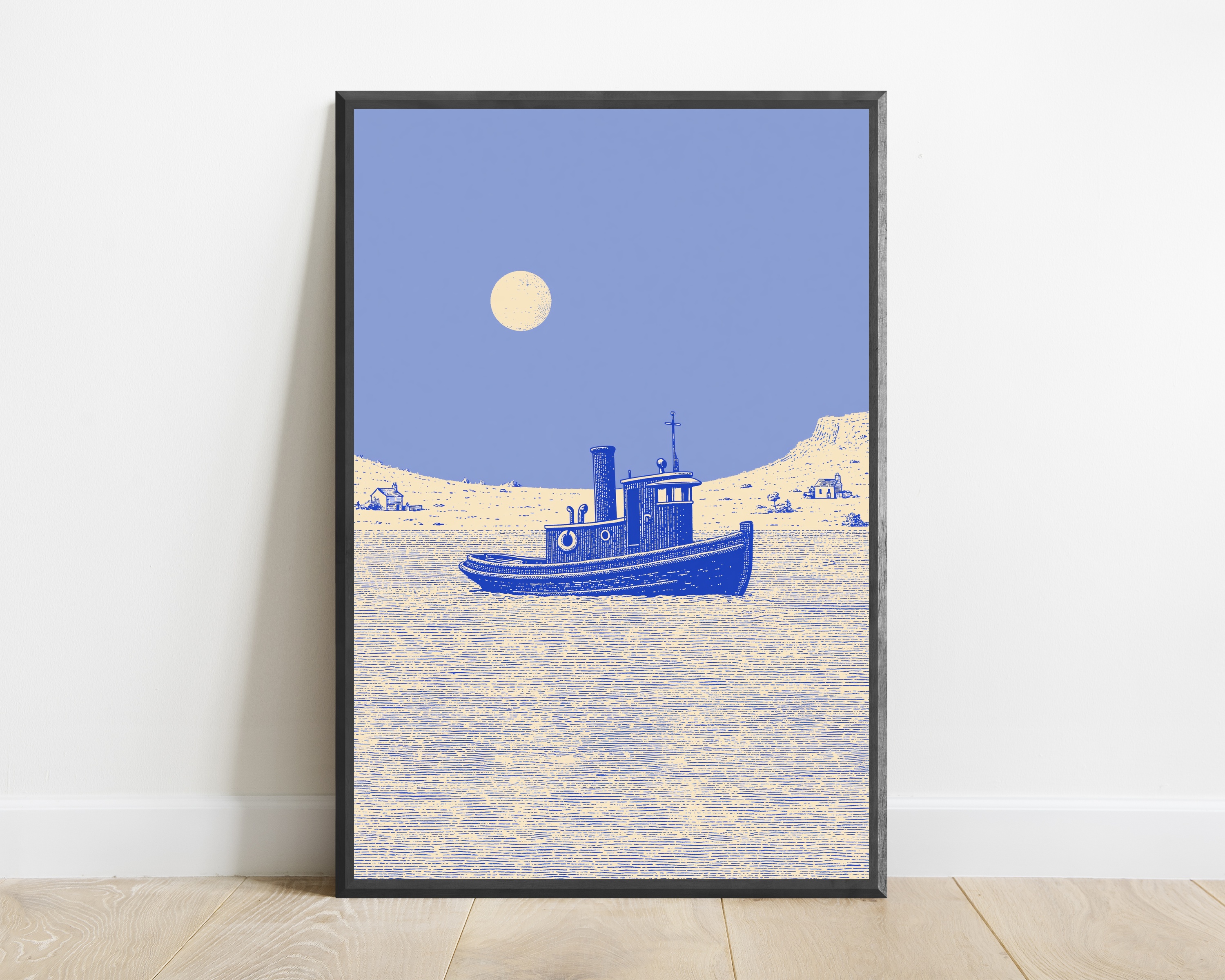 Vintage Fishing Boat Coastal Line Art