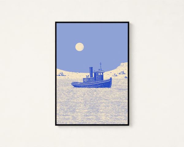 Vintage Fishing Boat Coastal Print