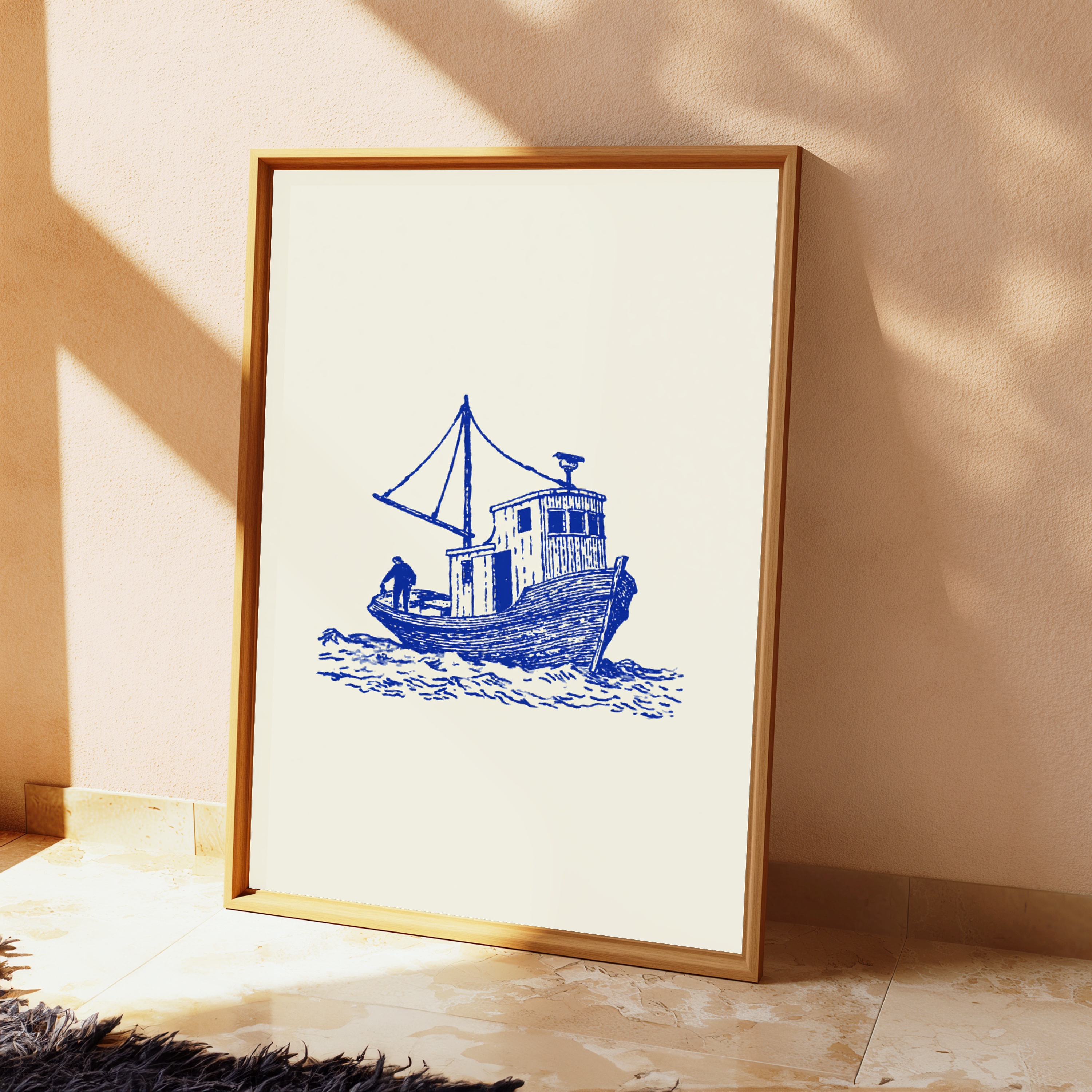 Vintage Fishing Boat Line Art Print view 2