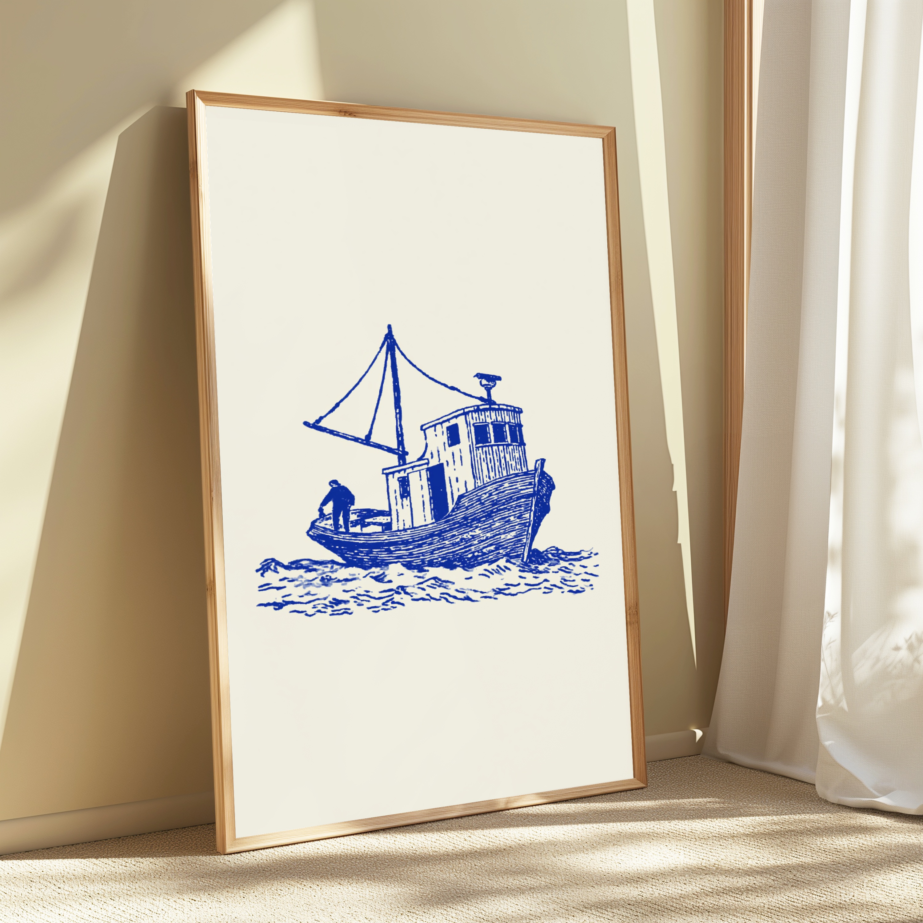Vintage Fishing Boat Line Art Print view 3