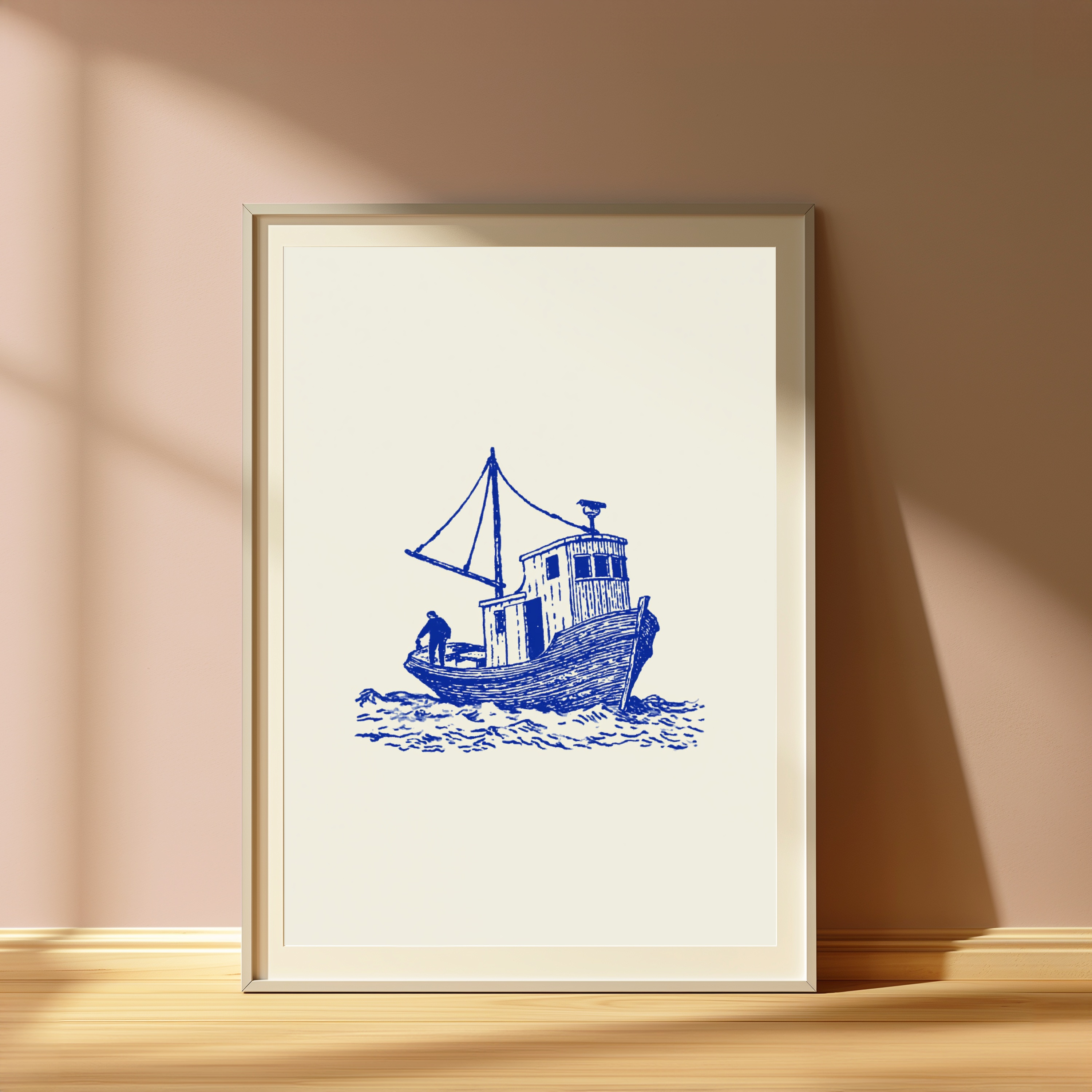 Vintage Fishing Boat Line Art Print view 4