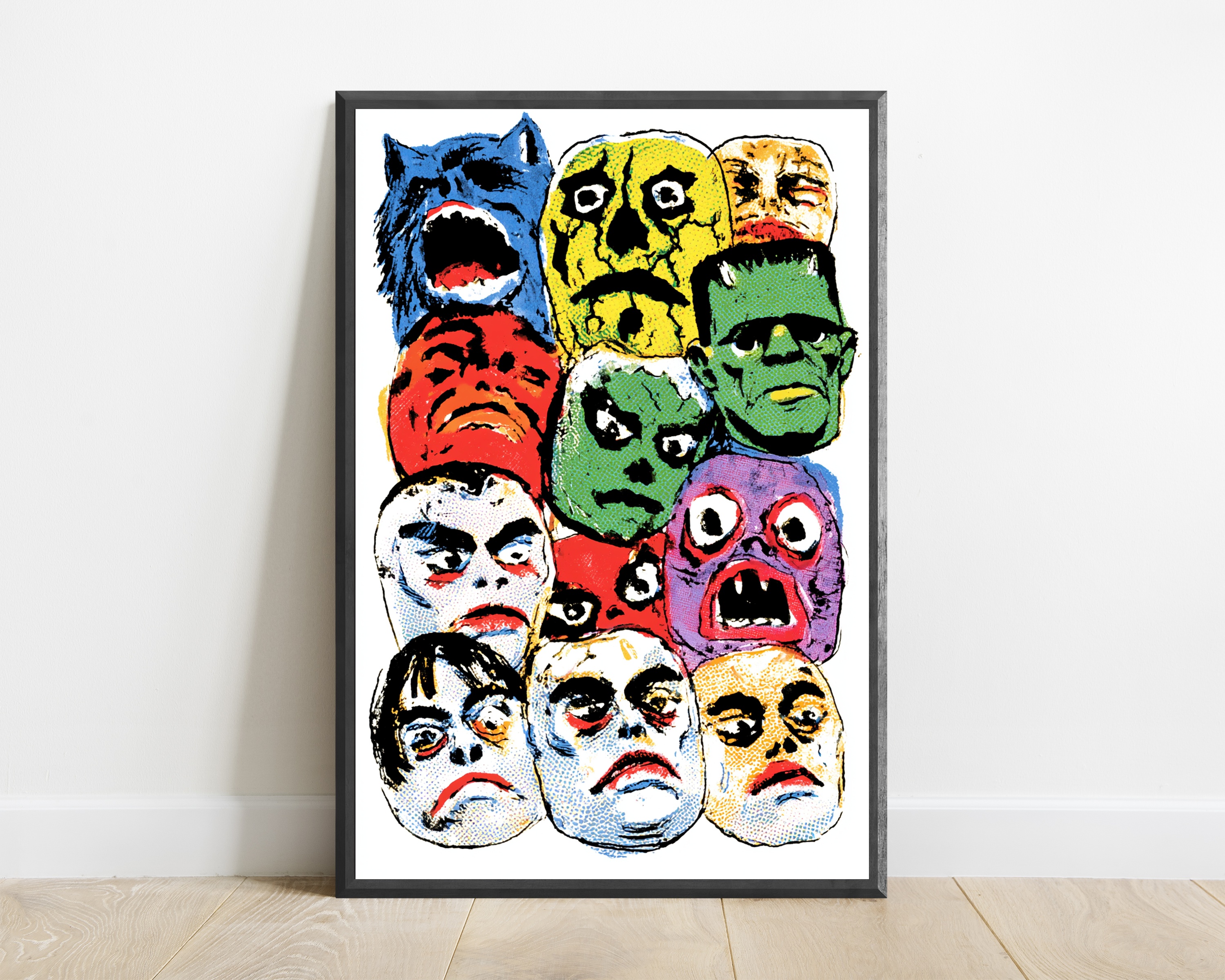 Vintage Monster Faces Pop Art Print — view 1