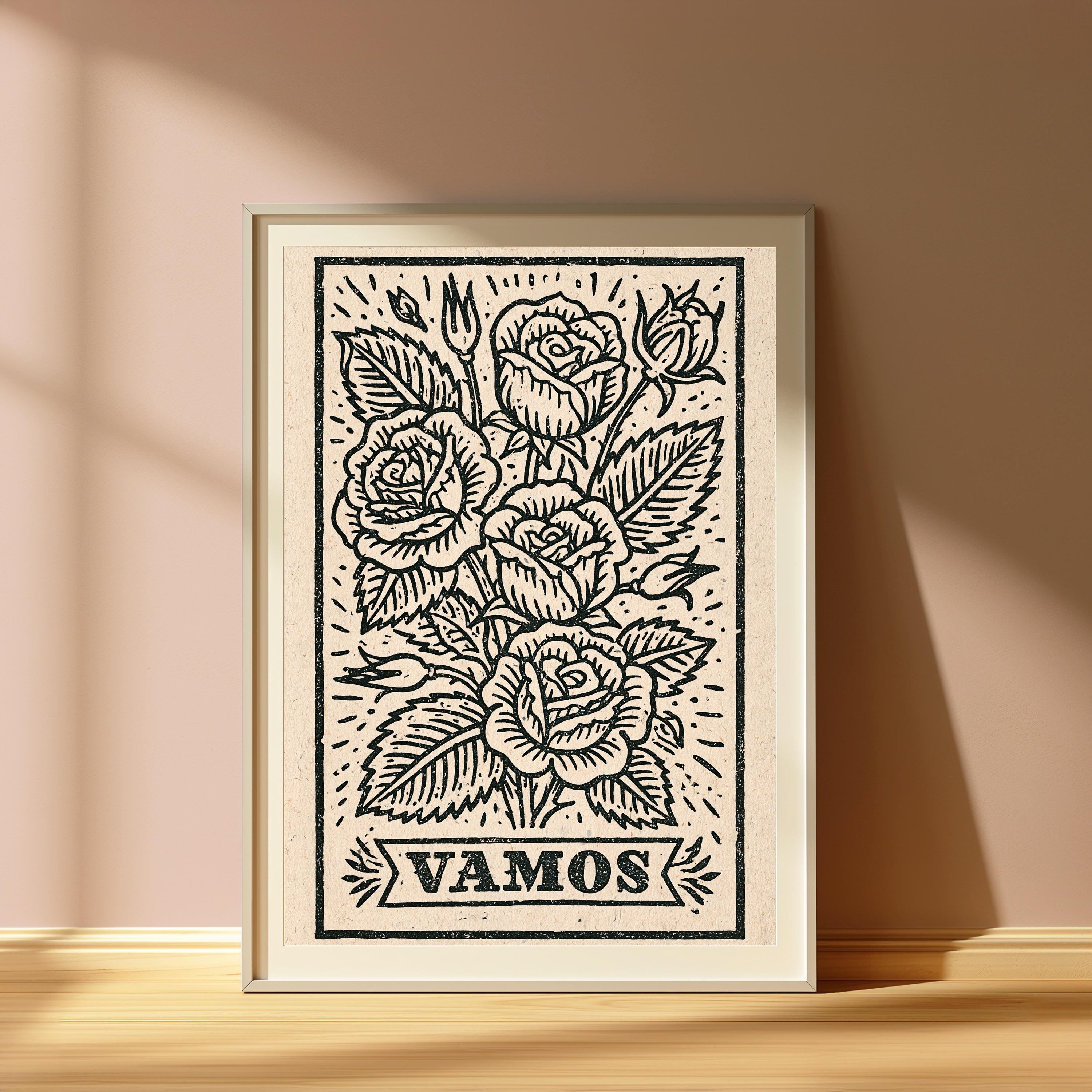 Vintage Rose Botanical Woodblock Print view 4