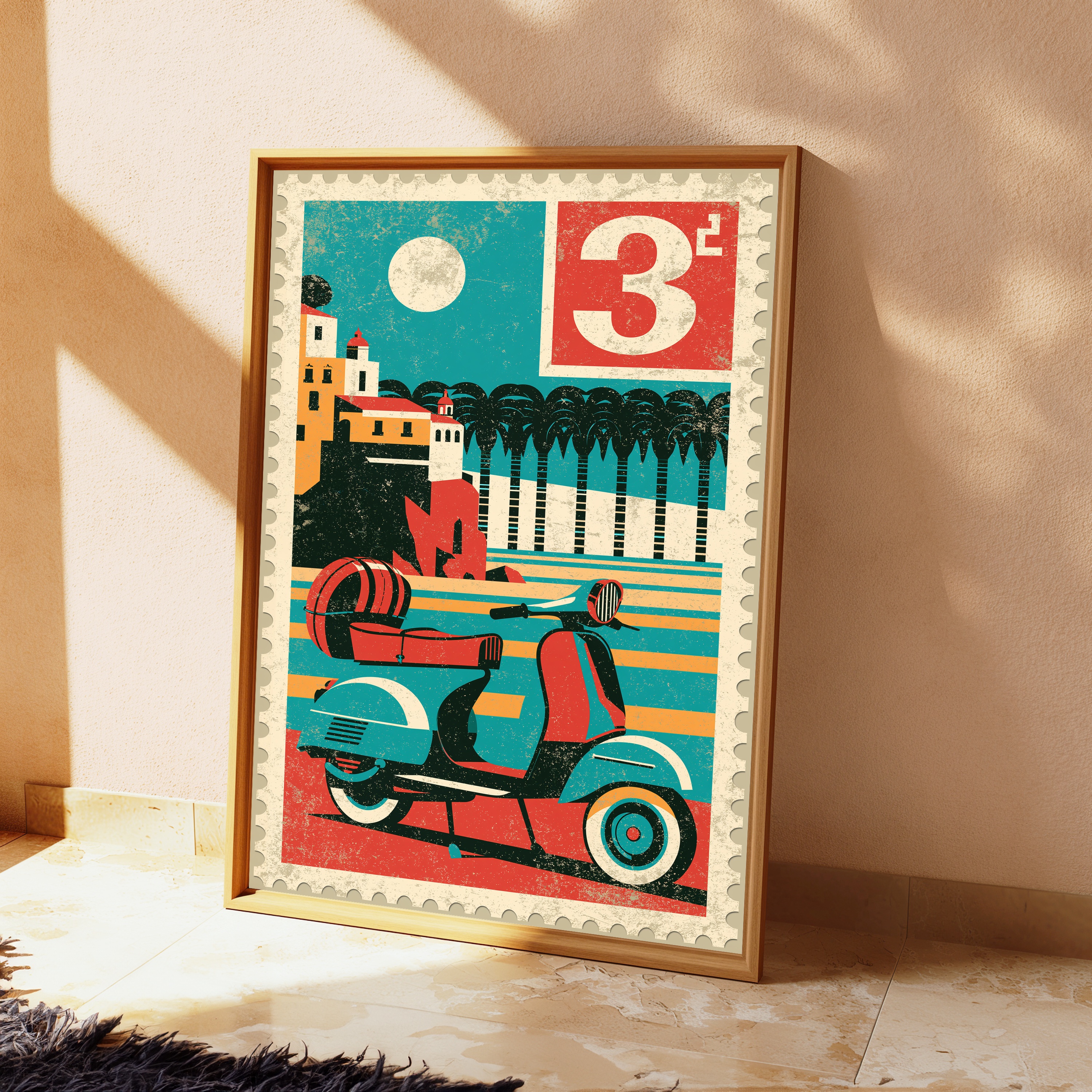 Vintage Vespa Scooter Travel Poster view 2