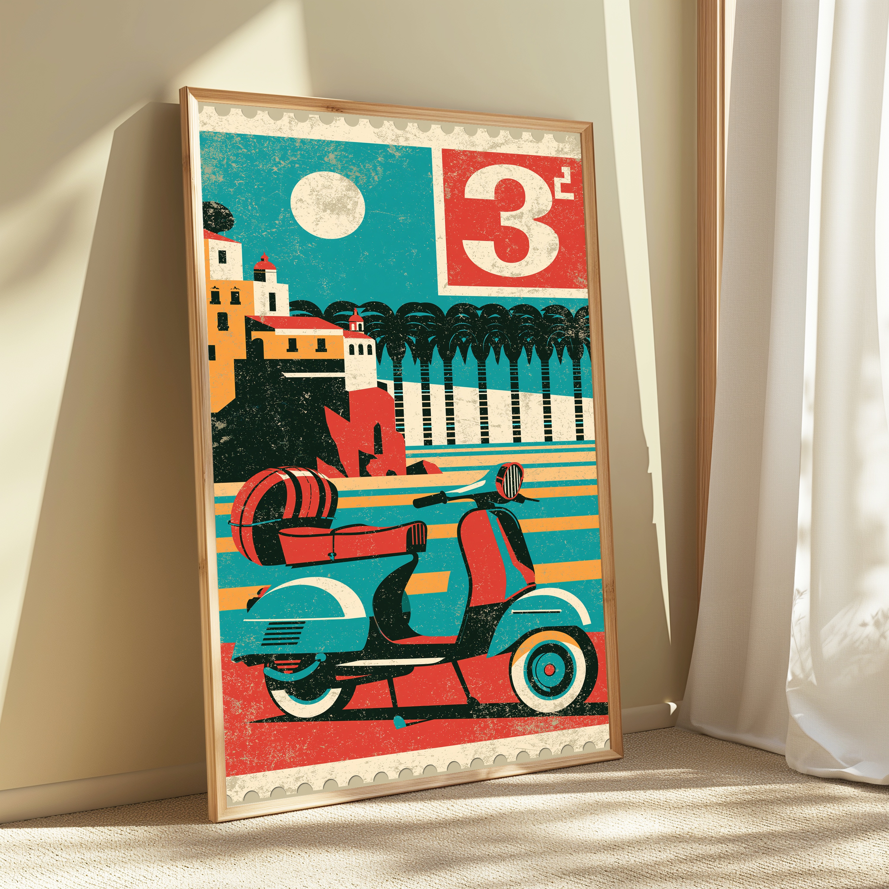 Vintage Vespa Scooter Travel Poster view 3