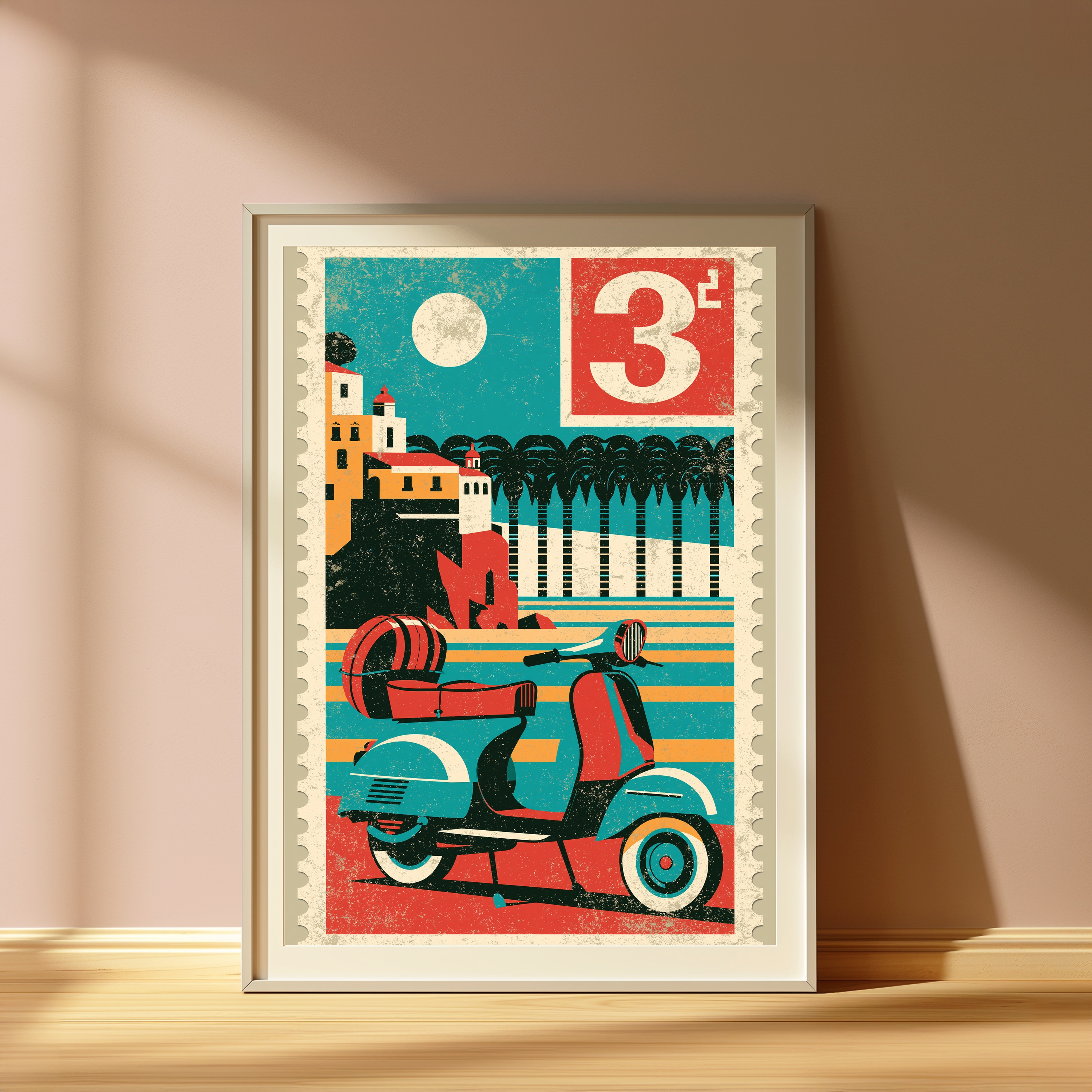 Vintage Vespa Scooter Travel Poster view 4