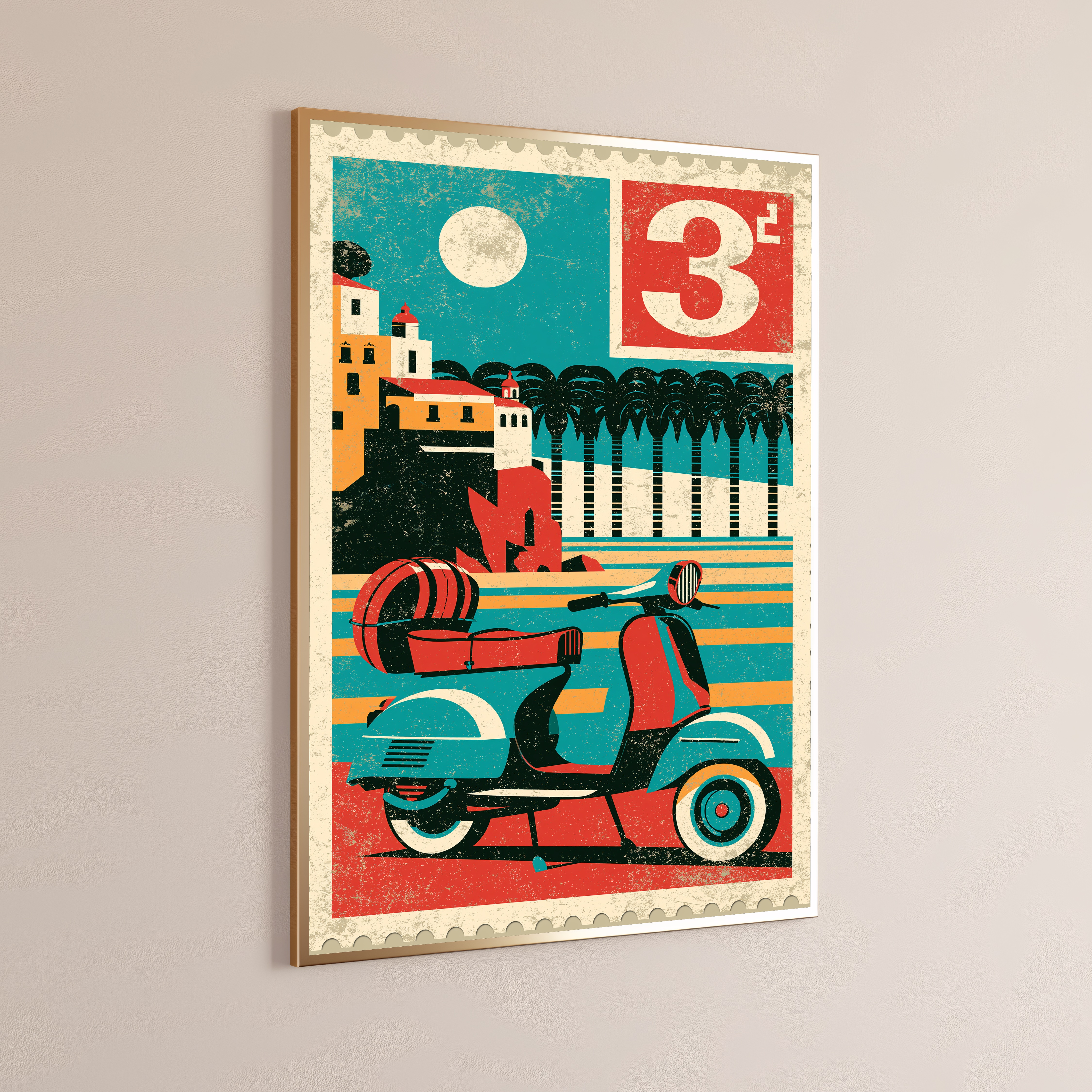 Vintage Vespa Scooter Travel Poster