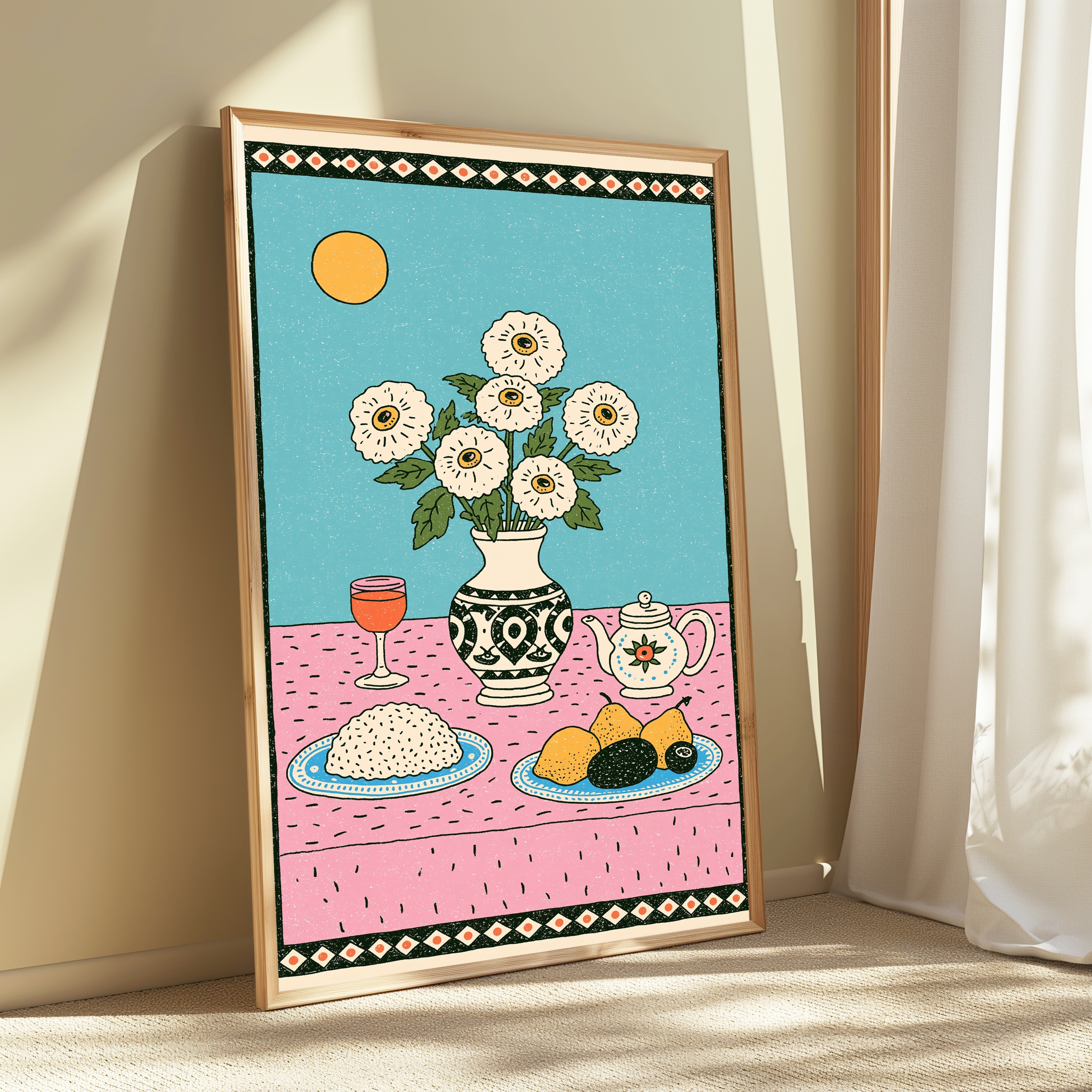 White Daisy Flowers Vase Still Life view 3