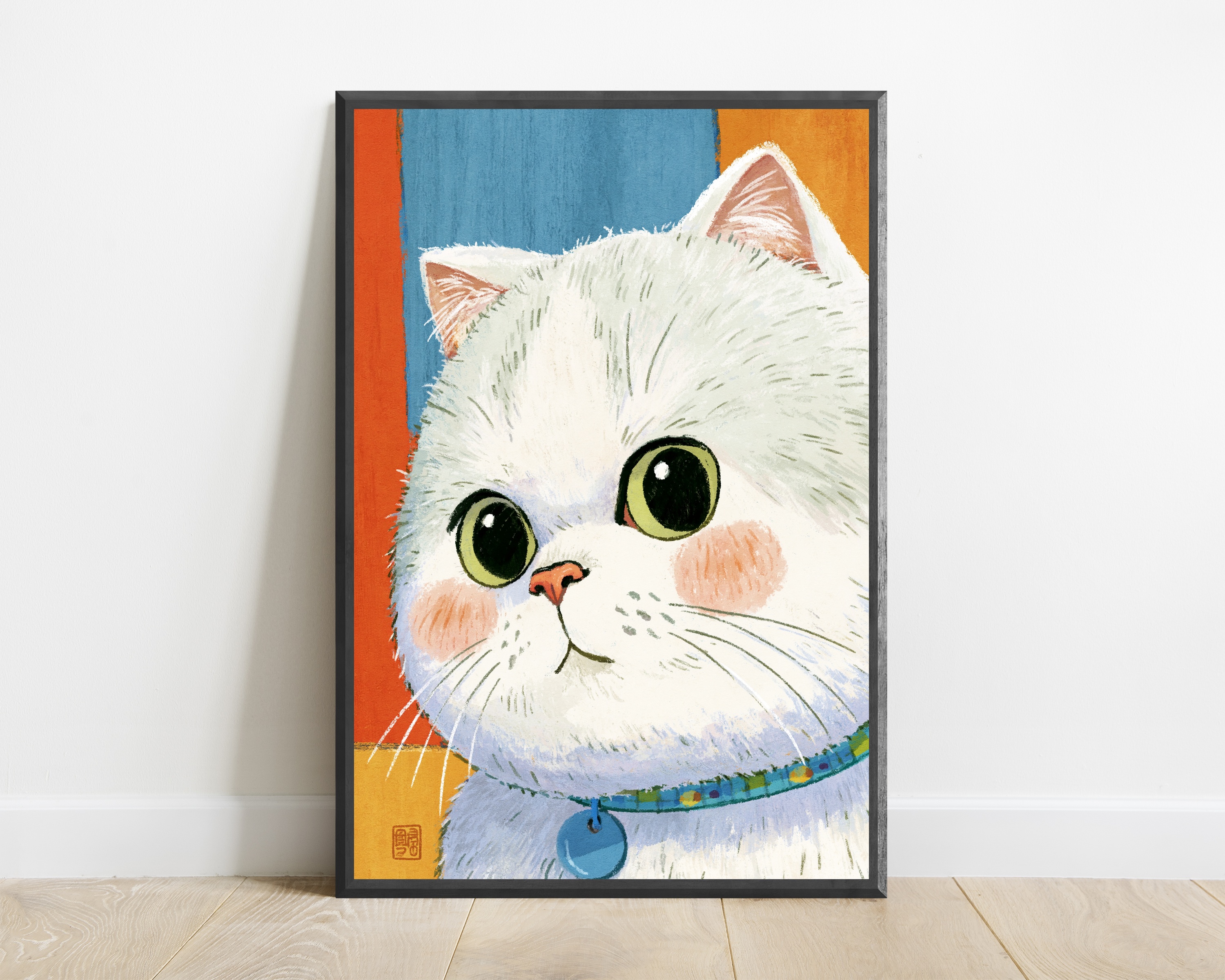 White Fluffy Cat Pop Art Print