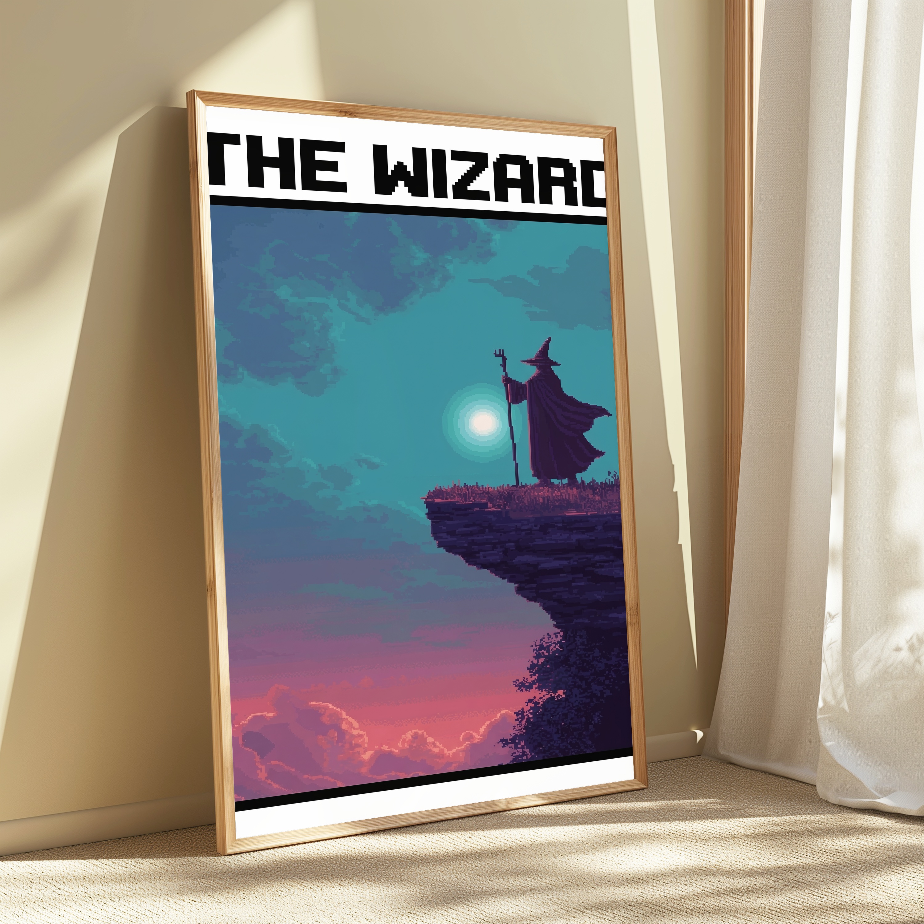 Wizard on Cliff Pixel Art Print view 3