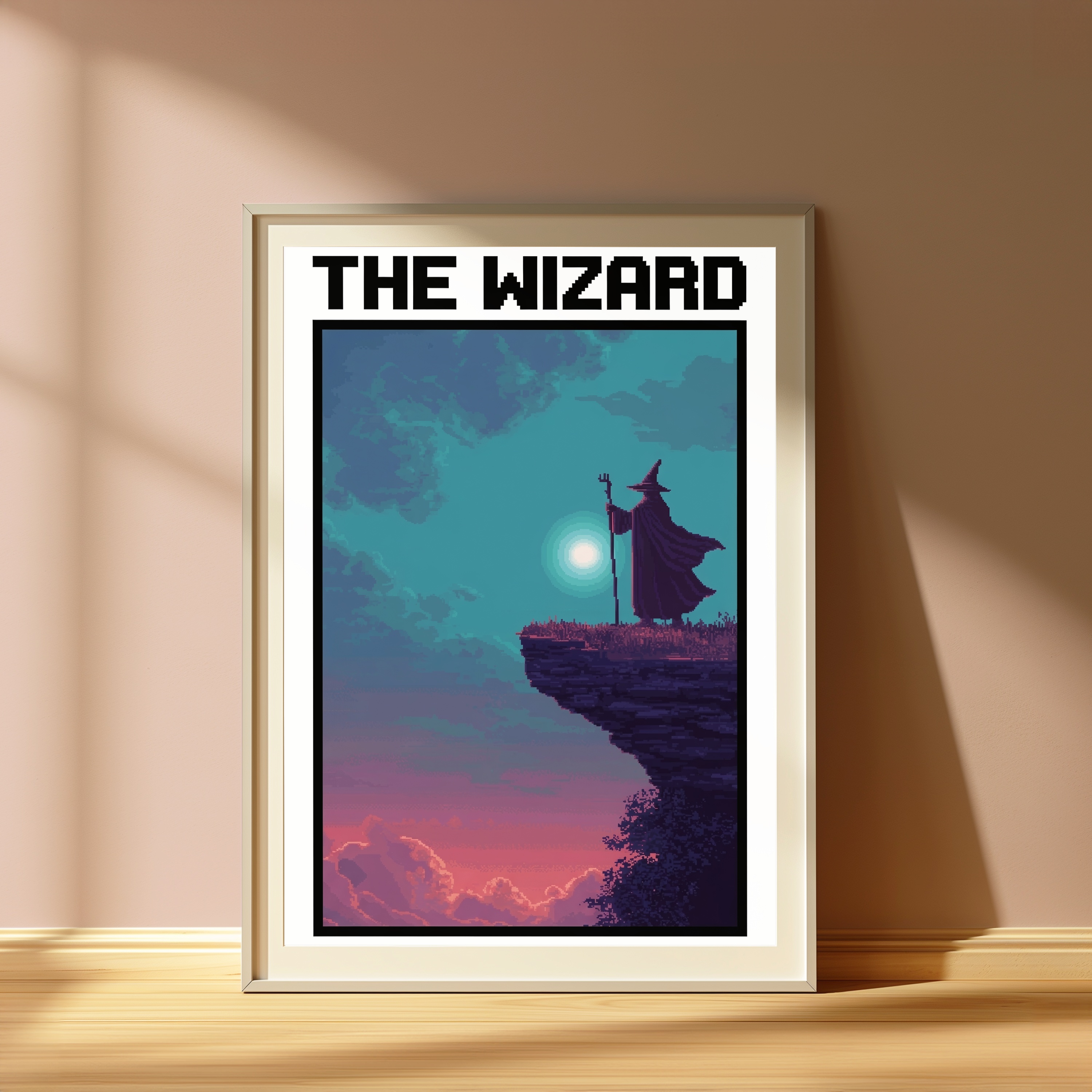 Wizard on Cliff Pixel Art Print view 4