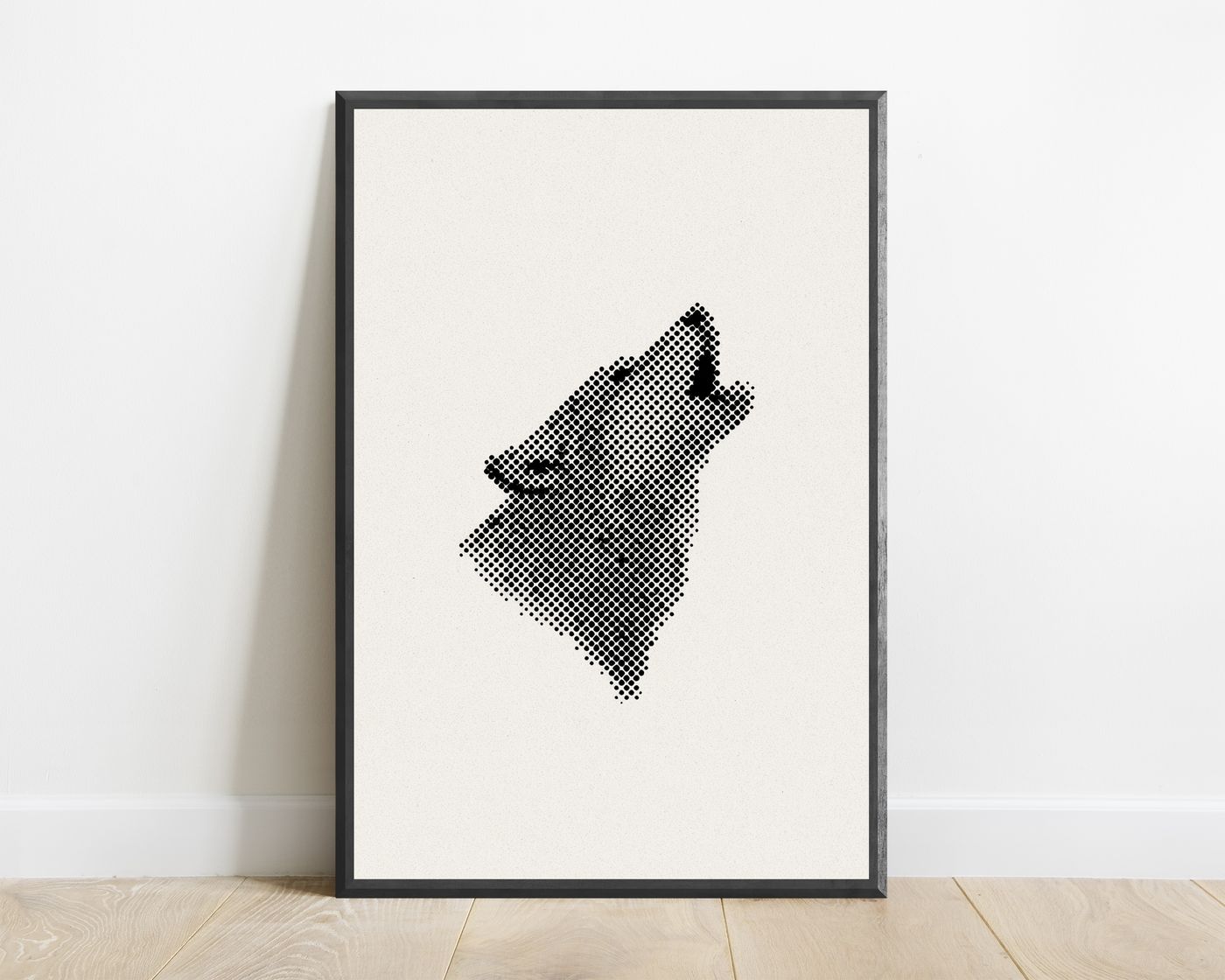 Wolf Head Silhouette Halftone Print — view 1