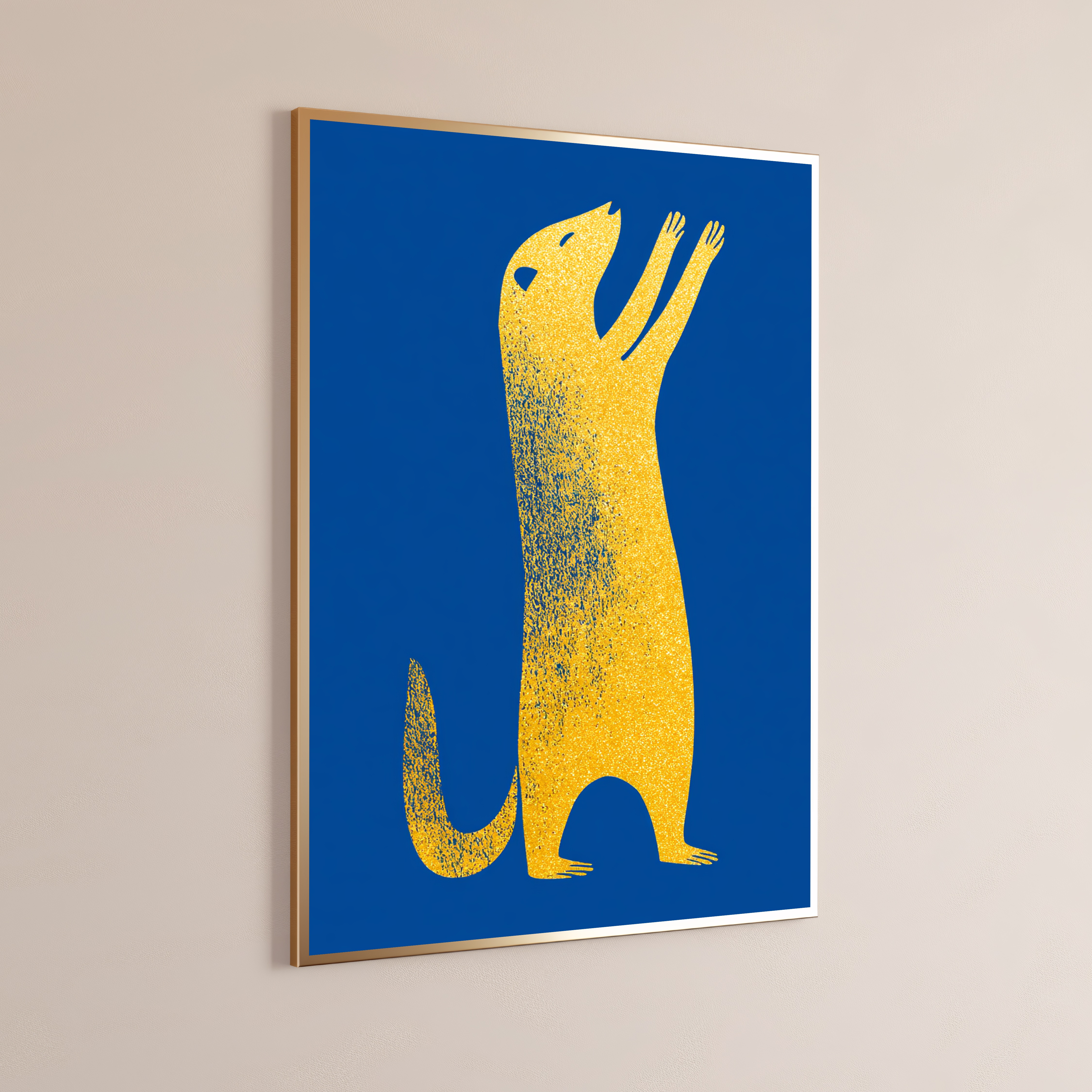 Yellow Standing Bear Pop Art Print